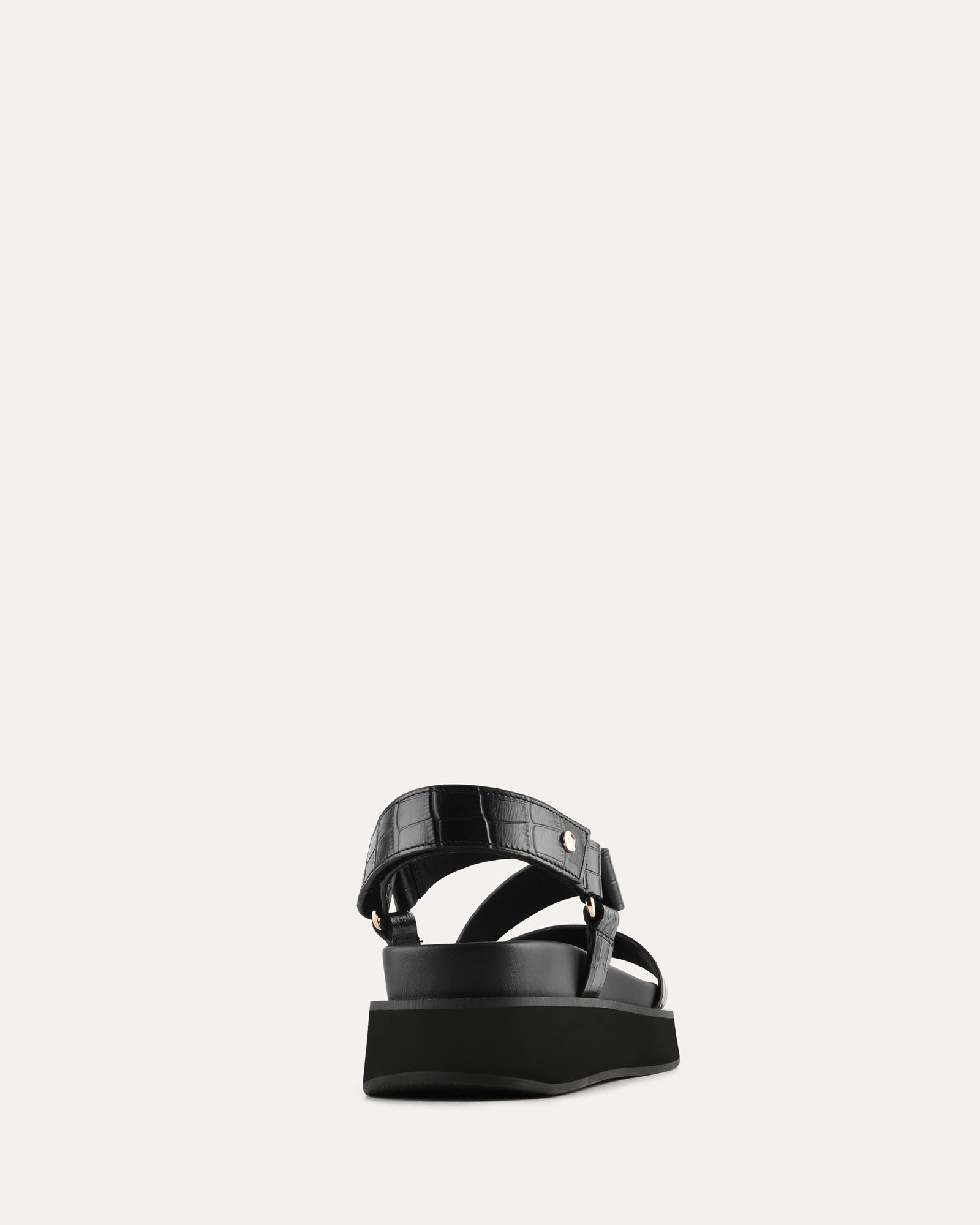 MIRANDA FLAT SANDALS BLACK CROC image