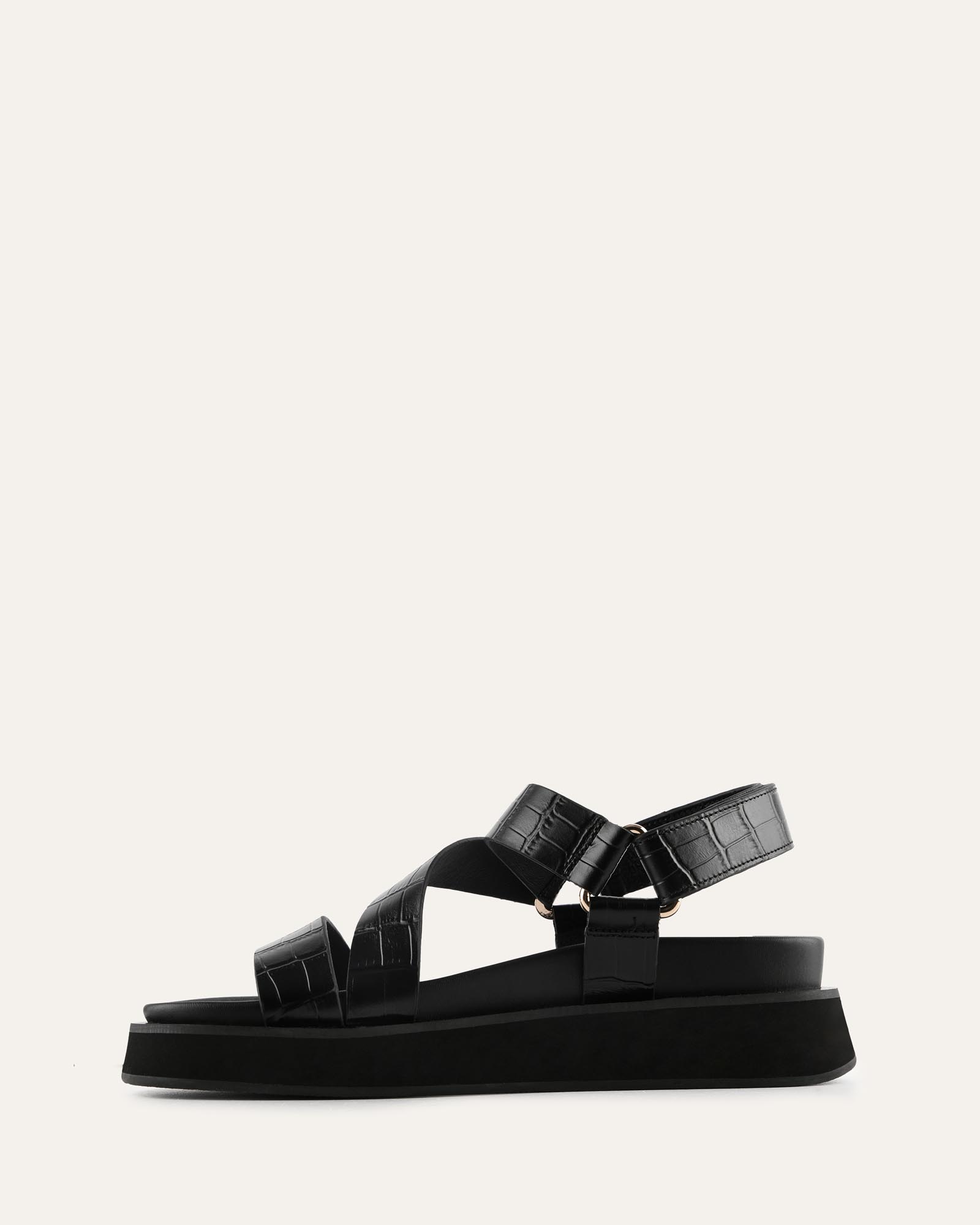MIRANDA FLAT SANDALS BLACK CROC image