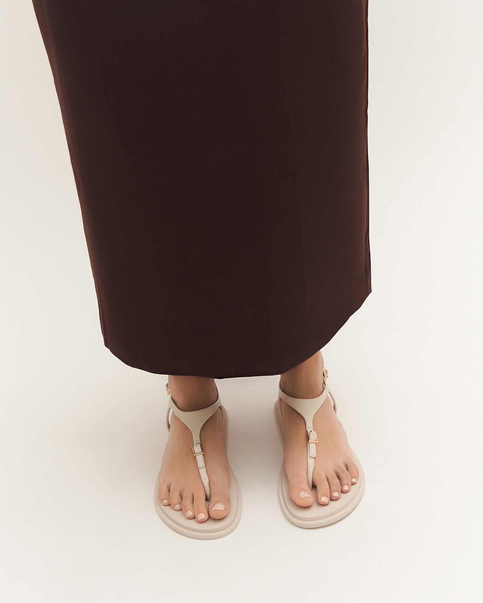 MIRO FLAT SANDALS OFF WHITE LEATHER image