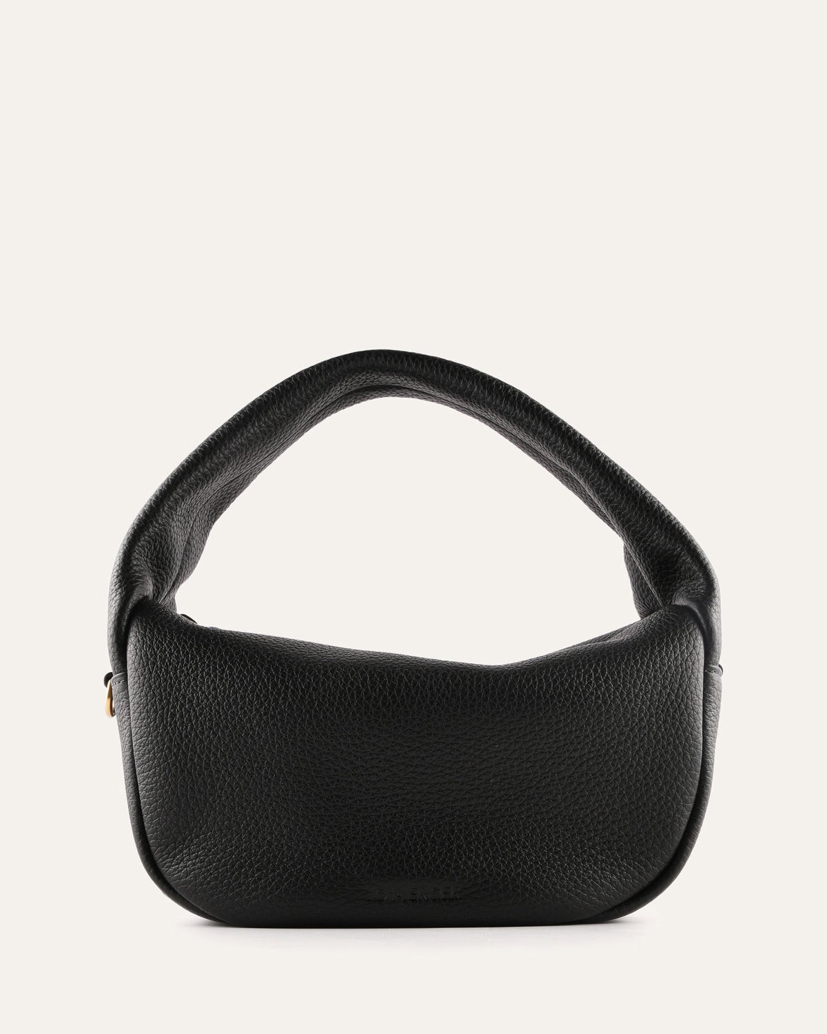 Black handbag on a white background