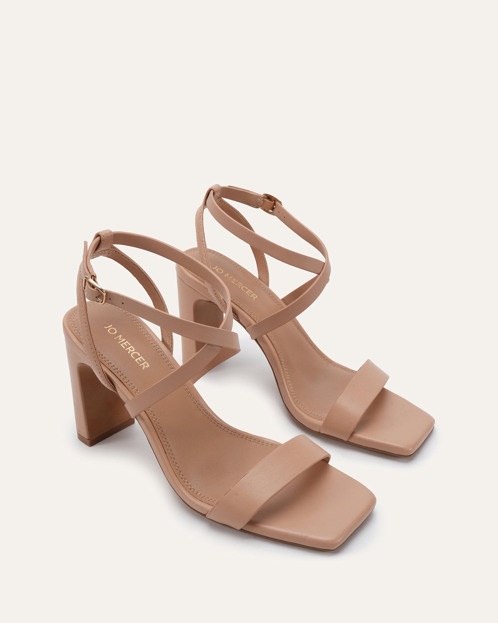 NADINE HIGH SANDALS ALMOND LEATHER image