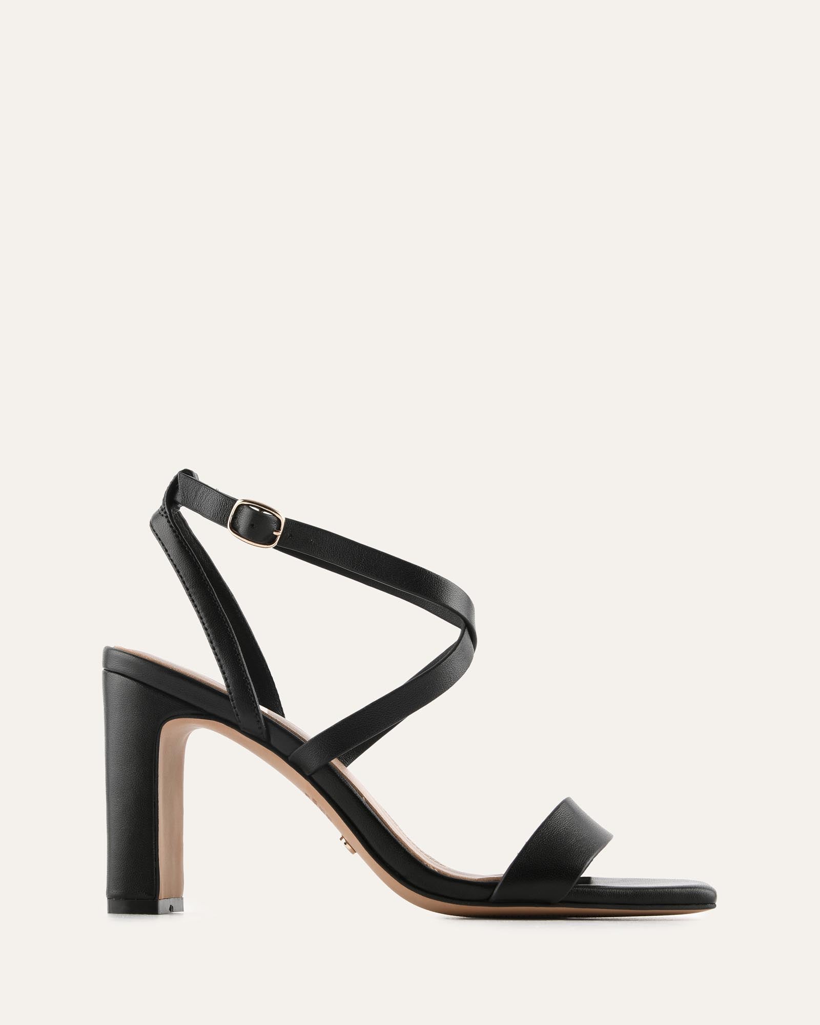 NADINE HIGH SANDALS BLACK LEATHER image