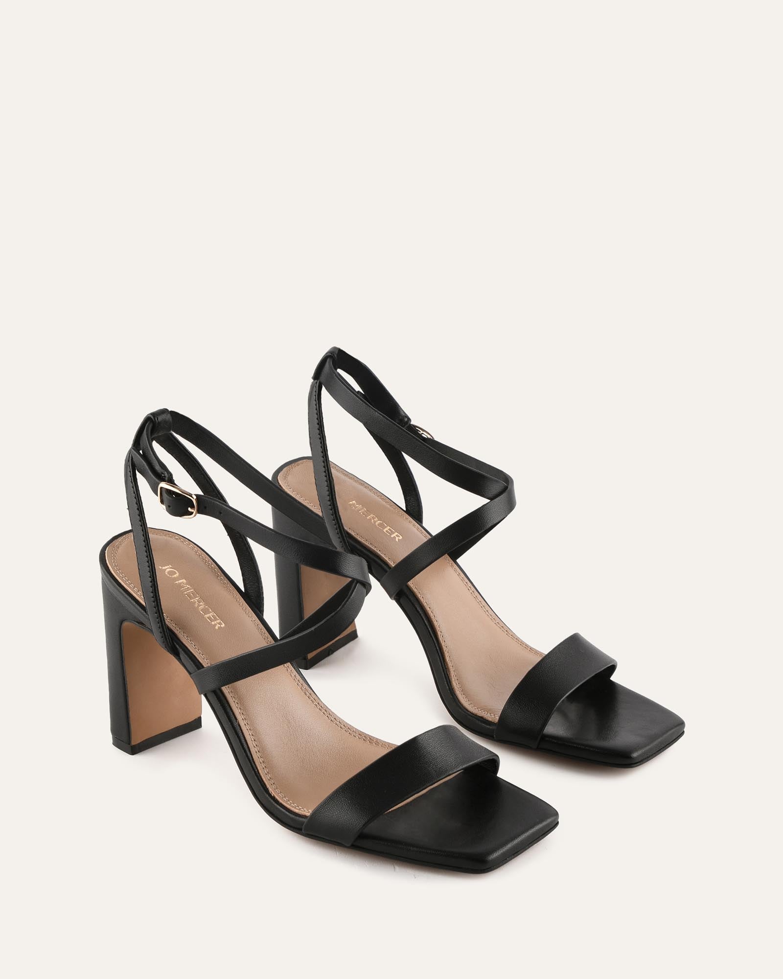 NADINE HIGH SANDALS BLACK LEATHER image