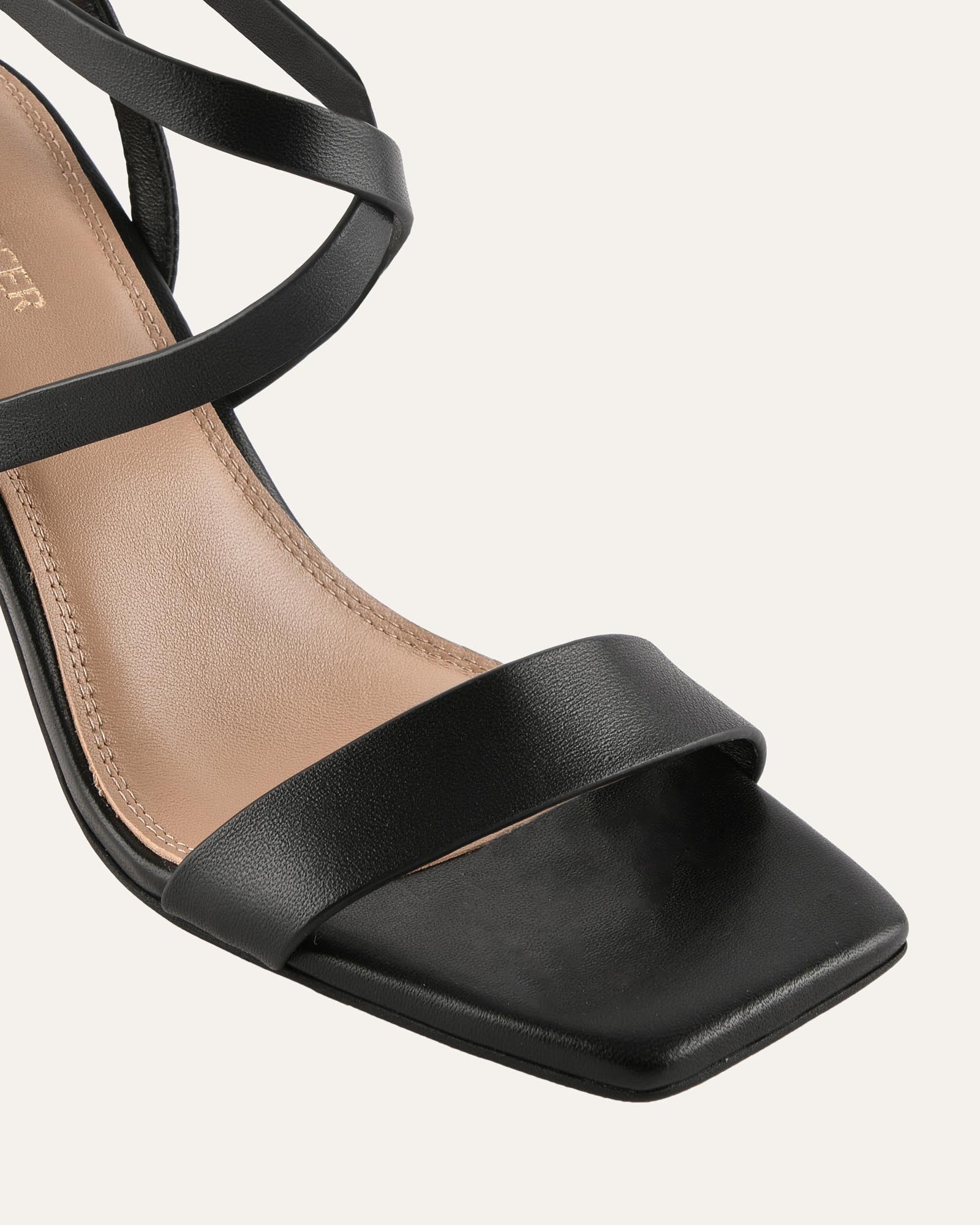 NADINE HIGH SANDALS BLACK LEATHER image