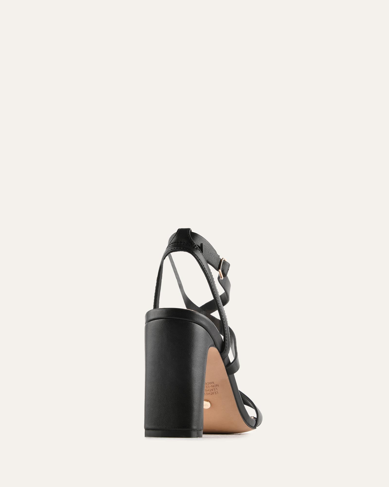NADINE HIGH SANDALS BLACK LEATHER image