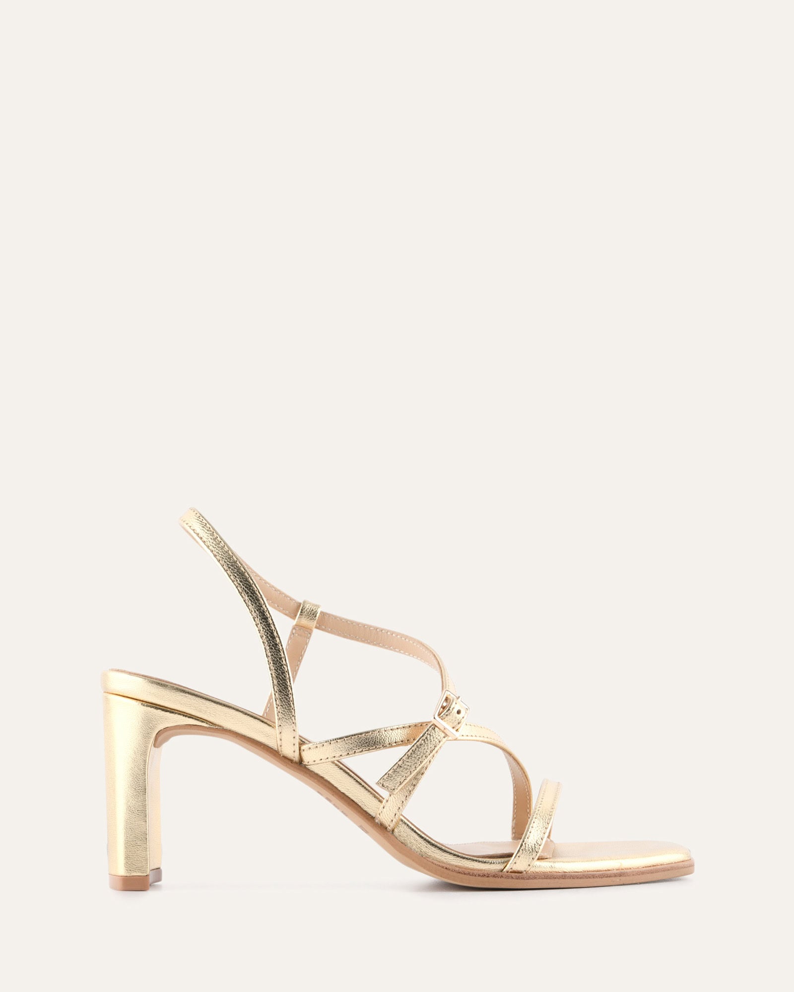NALA MID HEEL SANDALS GOLD LEATHER image