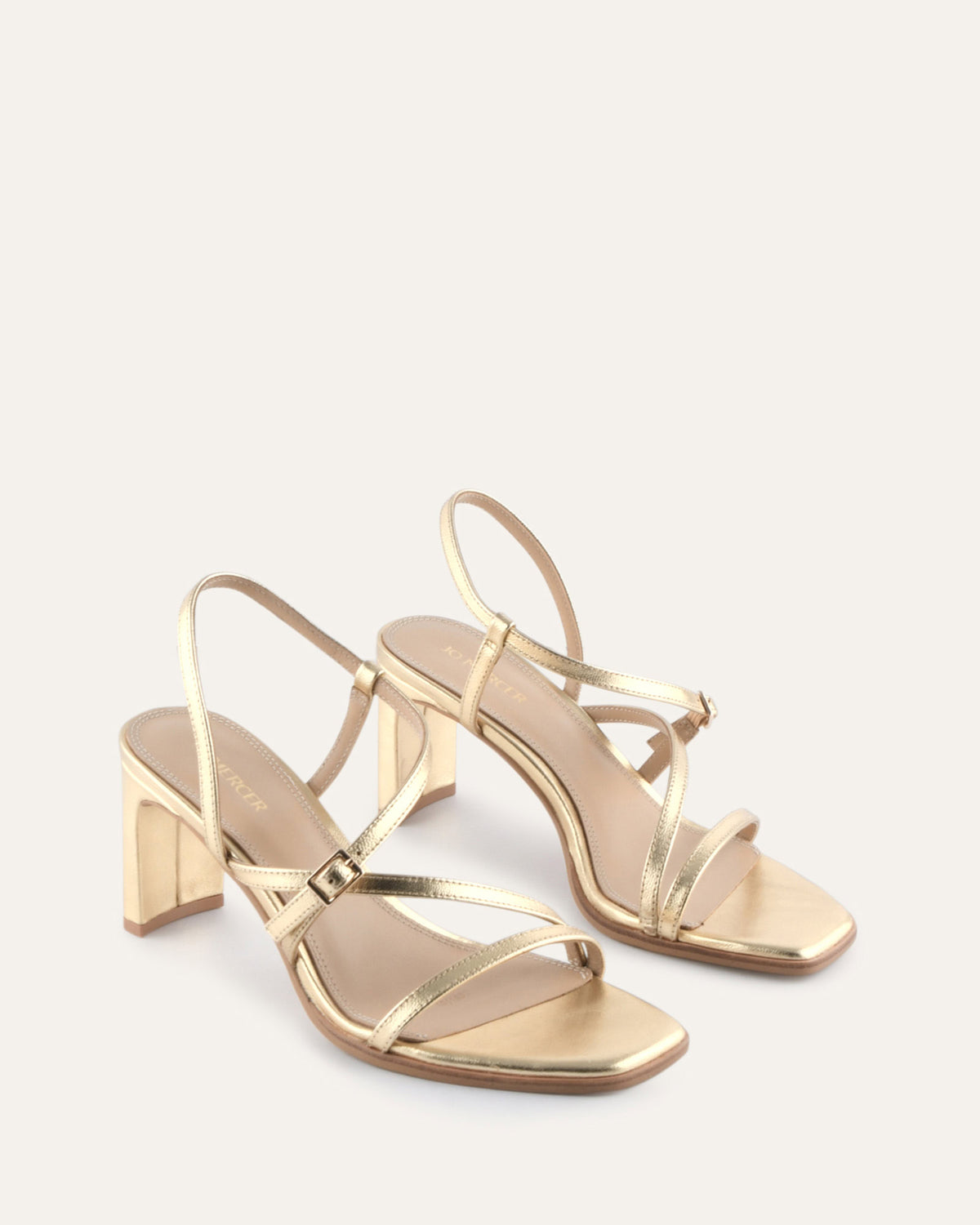 NALA MID HEEL SANDALS GOLD LEATHER
