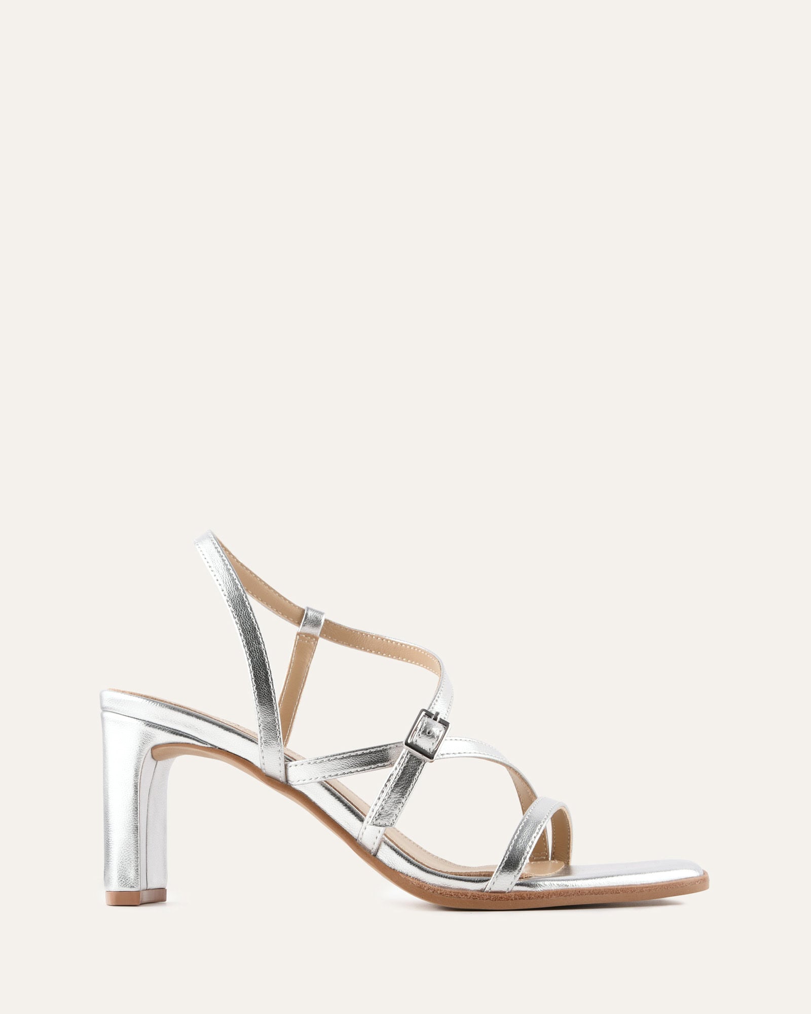 NALA MID HEEL SANDALS SILVER LEATHER image