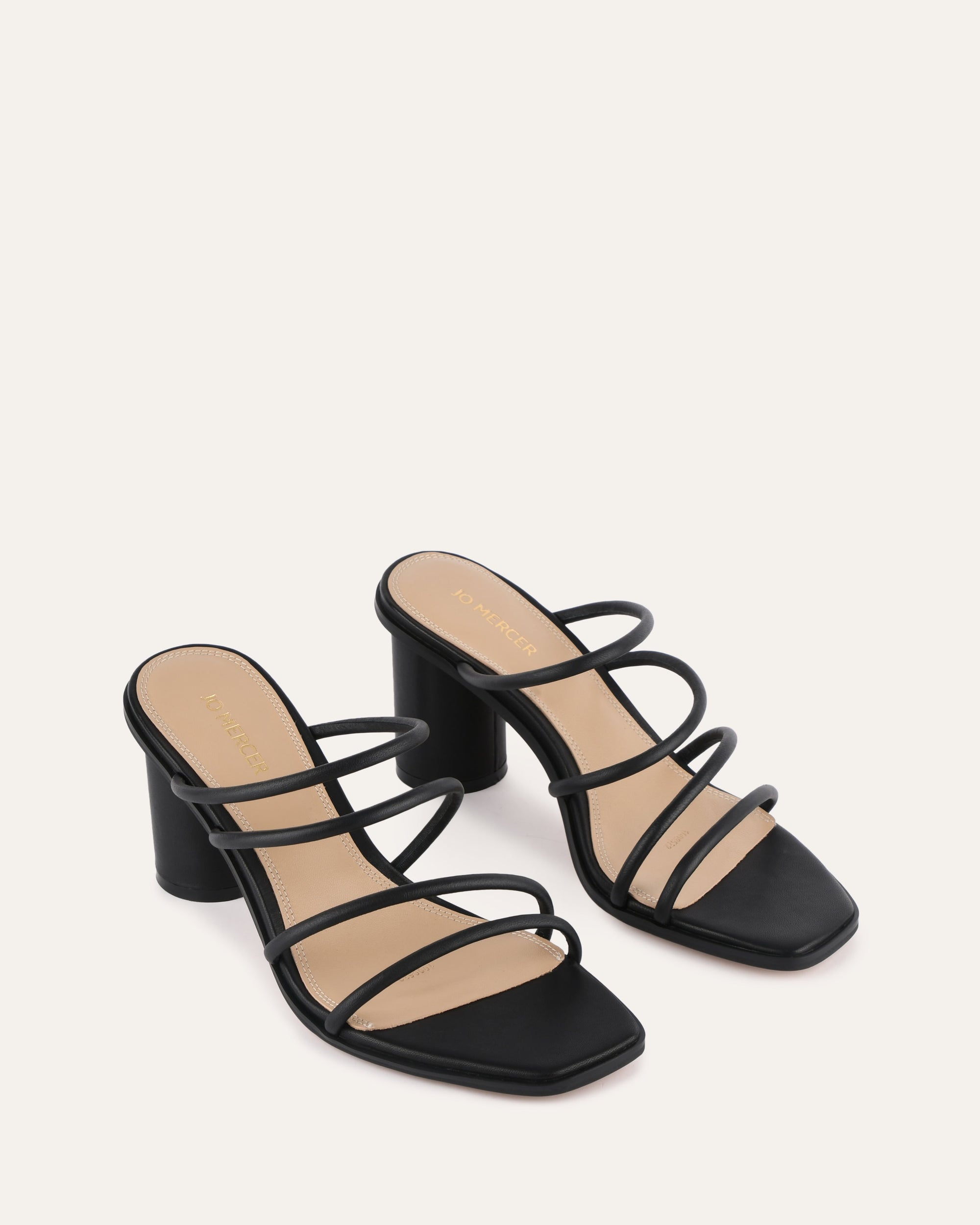 NAOMI MID HEEL SANDALS BLACK LEATHER image