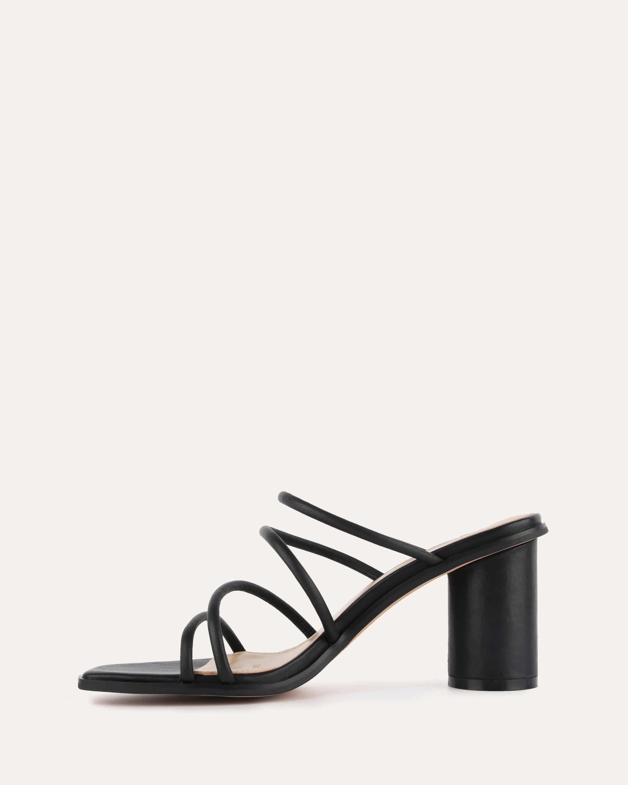 NAOMI MID HEEL SANDALS BLACK LEATHER image