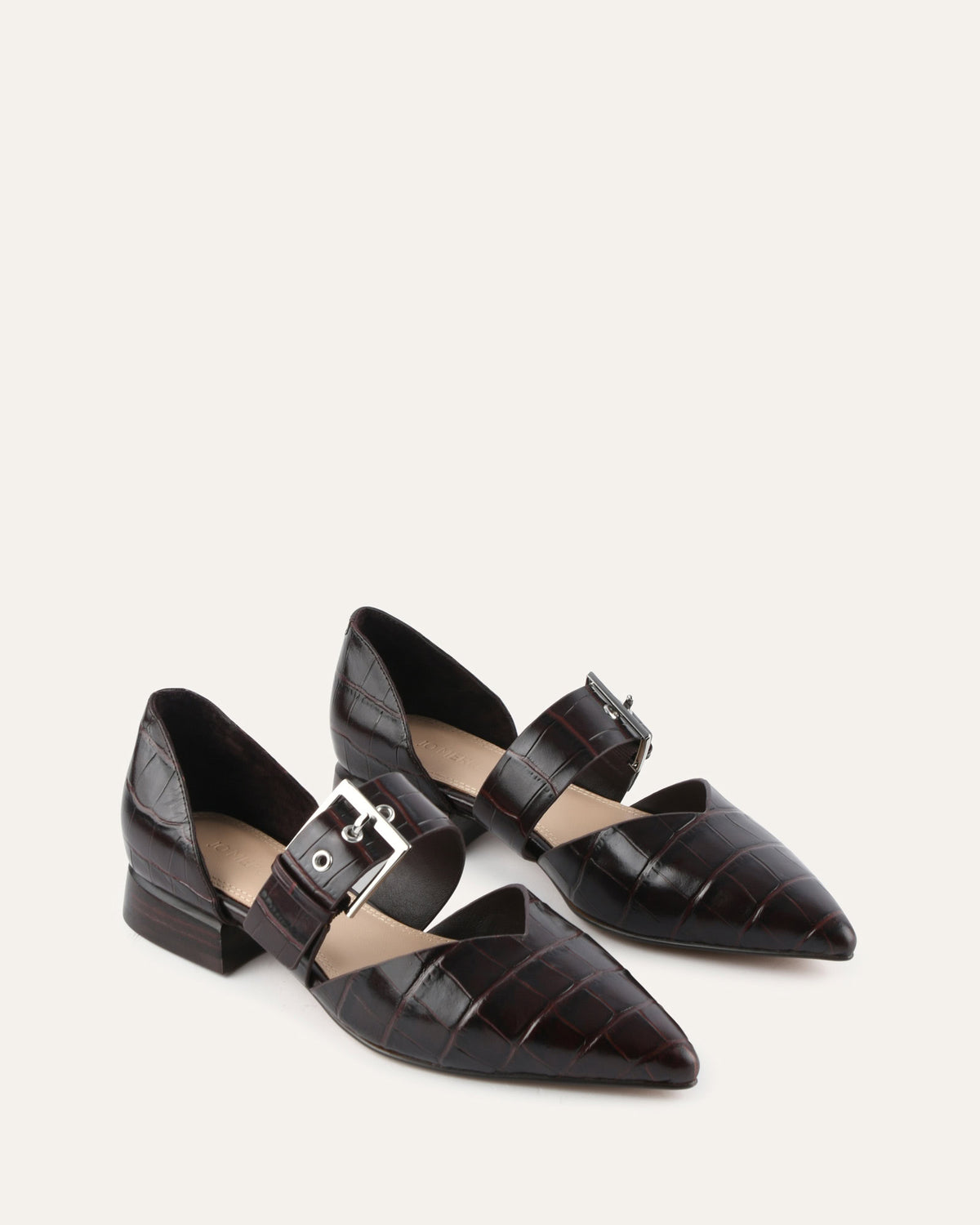 NEELA DRESS FLATS CHOCOLATE CROC LEATHER