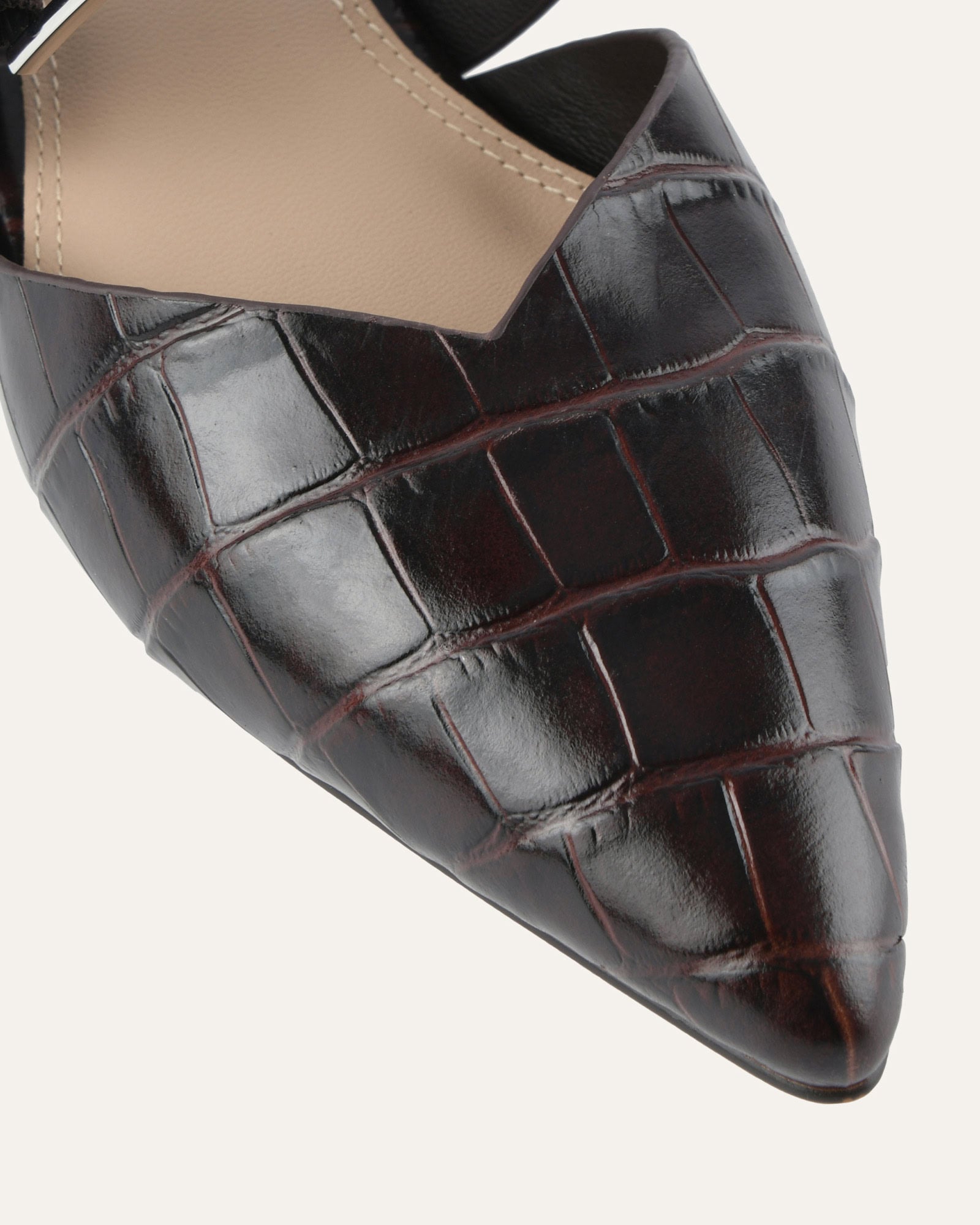 NEELA DRESS FLATS CHOCOLATE CROC LEATHER image