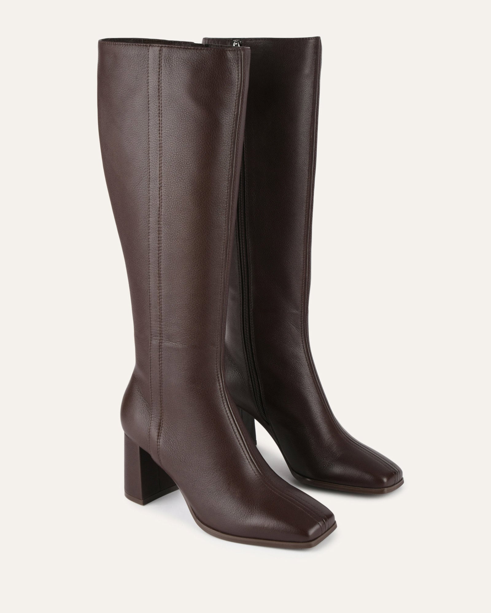 NELLIE KNEE BOOTS BITTER CHOC LEATHER image