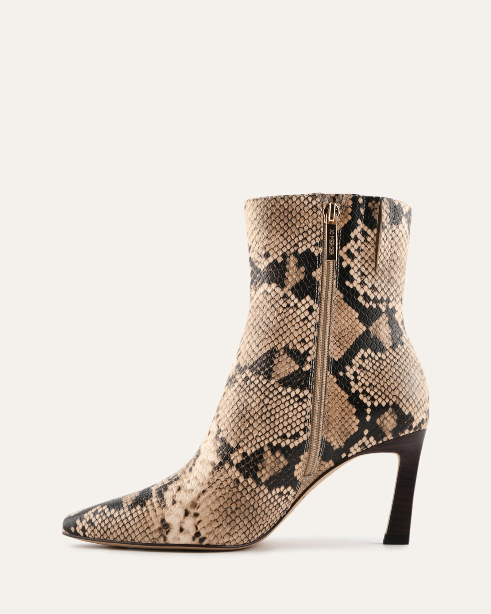 NESSIE MID ANKLE BOOTS BEIGE SNAKE PRINT LEATHER image