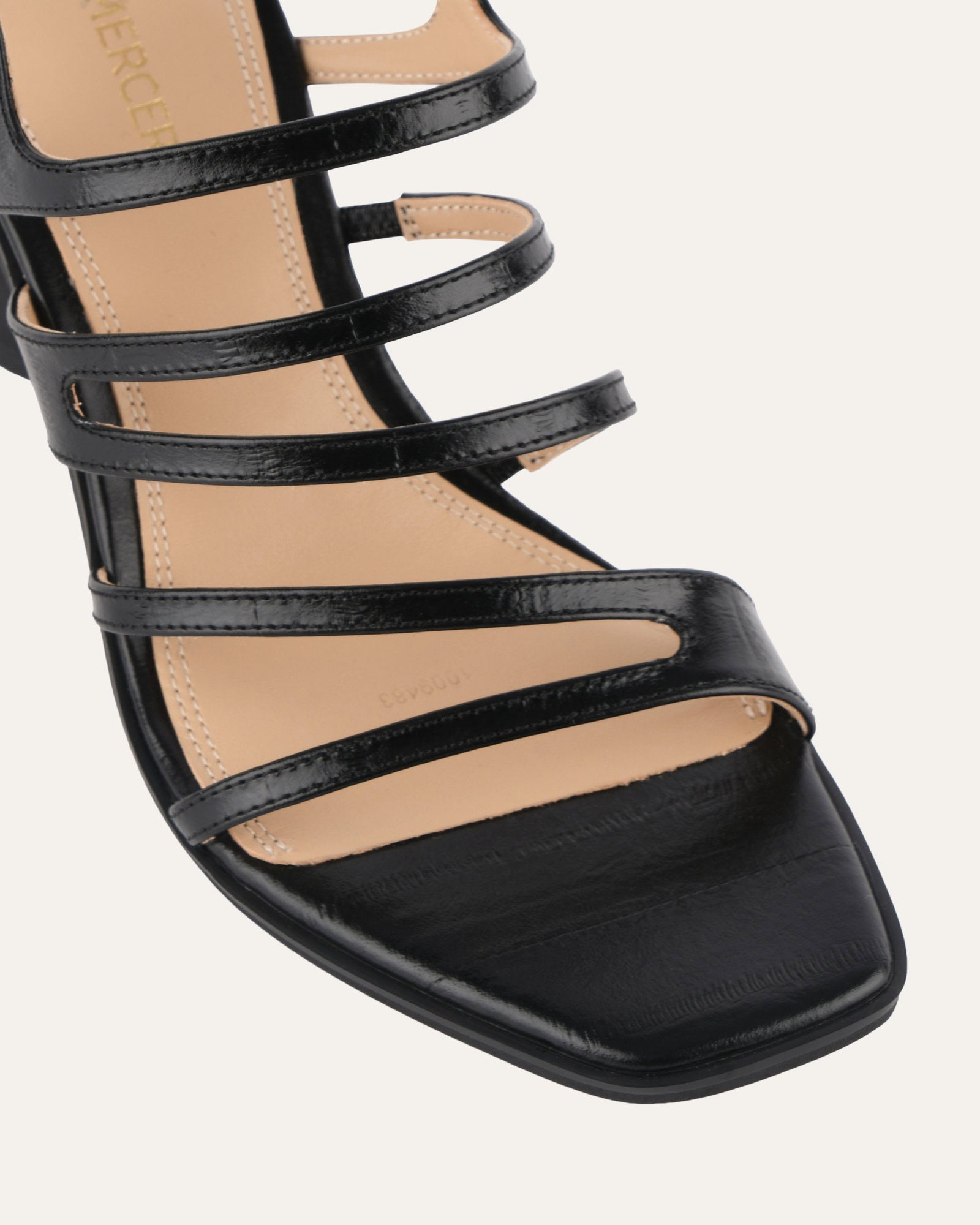 NOBU HIGH HEEL SANDALS BLACK SHINY LIZARD image