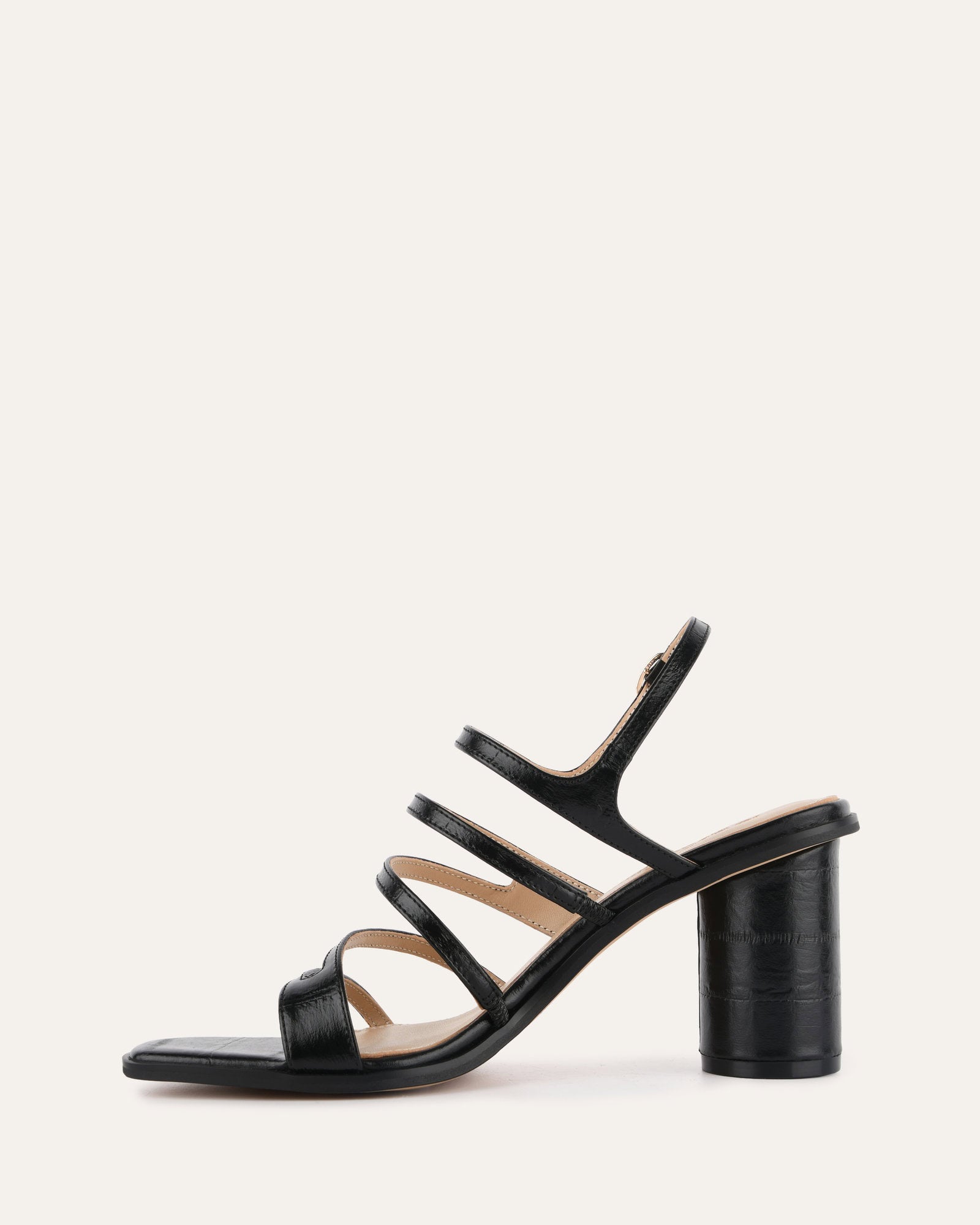 NOBU HIGH HEEL SANDALS BLACK SHINY LIZARD image