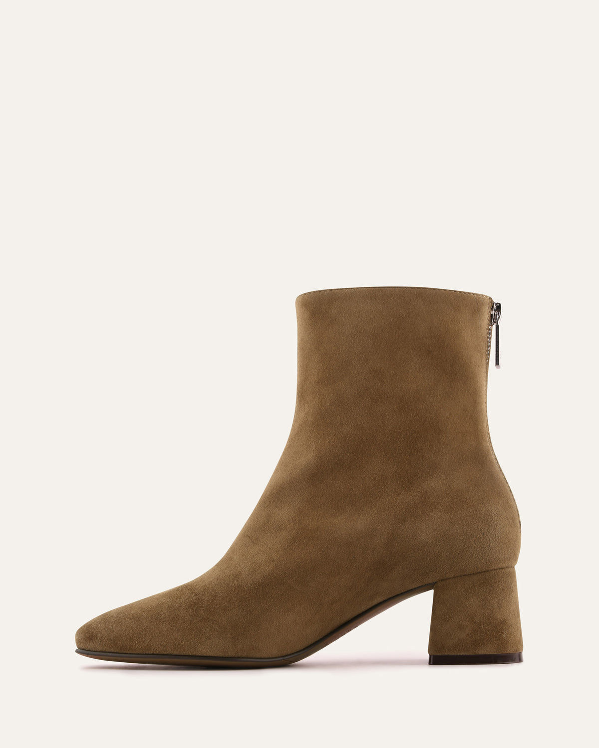 Brown suede ankle boot on a white background