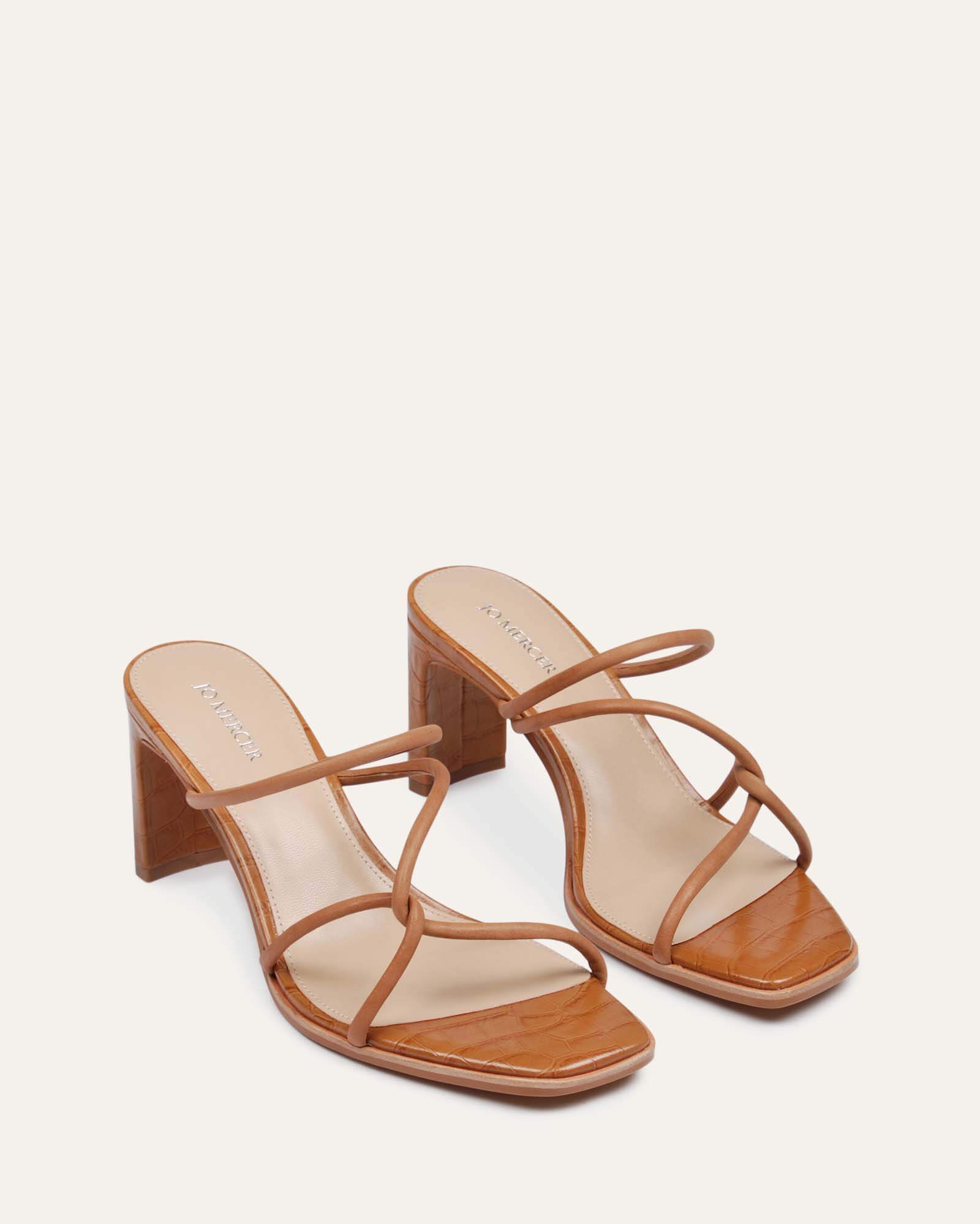 NOVI MID HEEL SANDALS TAN LEATHER image