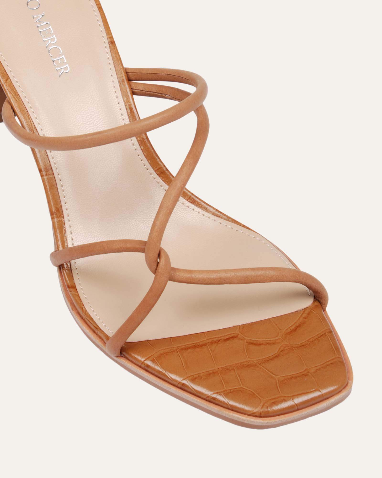 NOVI MID HEEL SANDALS TAN LEATHER image