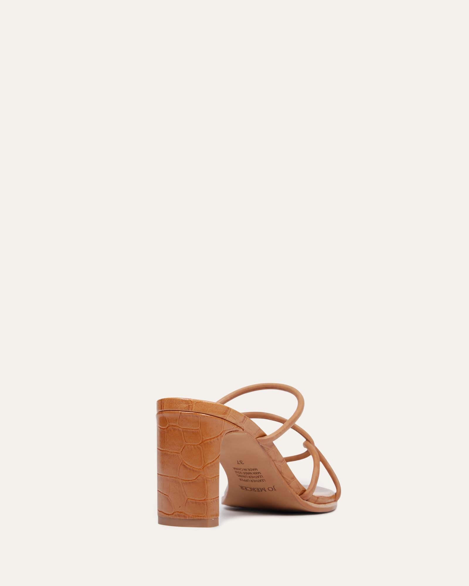 NOVI MID HEEL SANDALS TAN LEATHER image