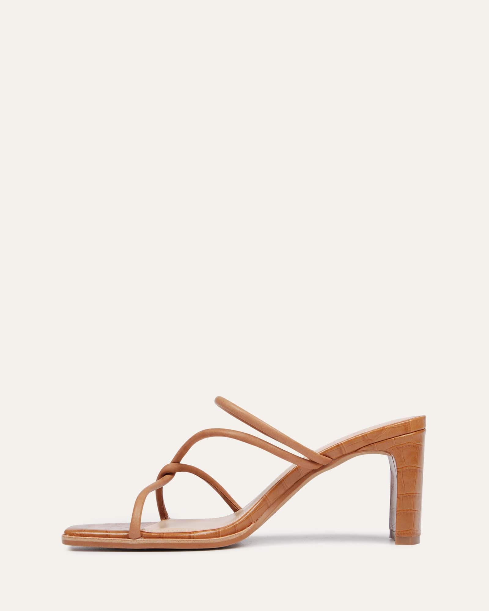 NOVI MID HEEL SANDALS TAN LEATHER image