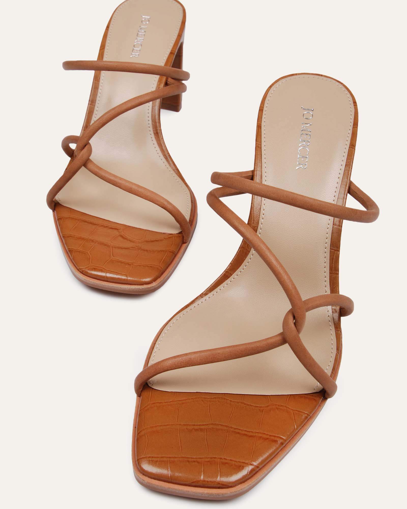 NOVI MID HEEL SANDALS TAN LEATHER image