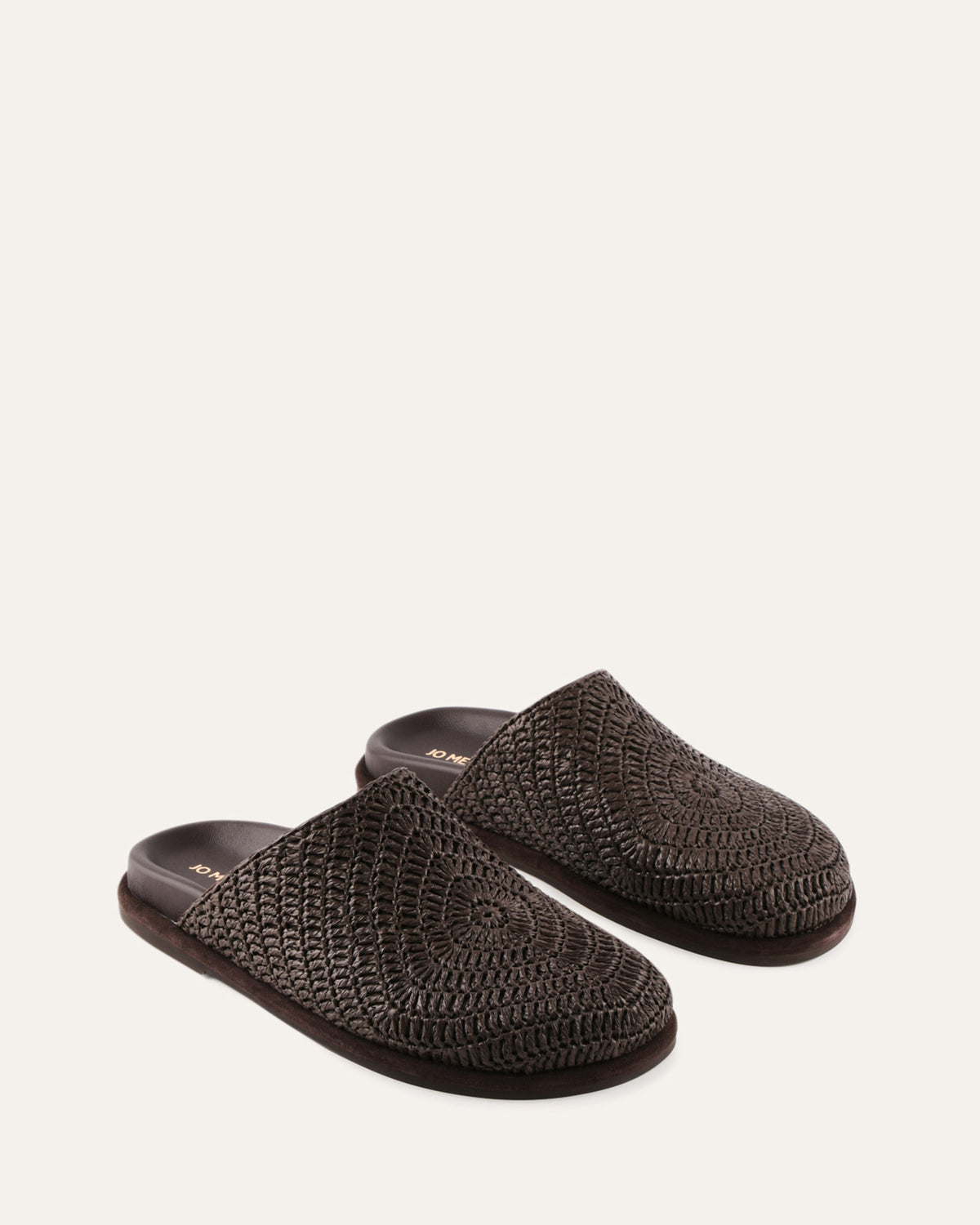 OCEAN FLAT SLIDES CHOCOLATE RAFFIA