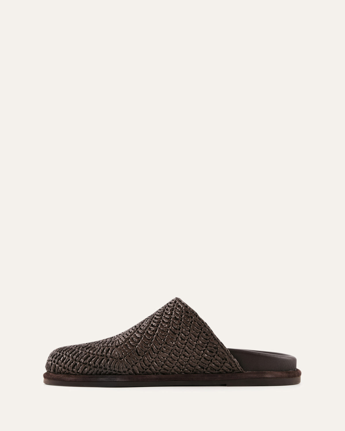 OCEAN FLAT SLIDES CHOCOLATE RAFFIA