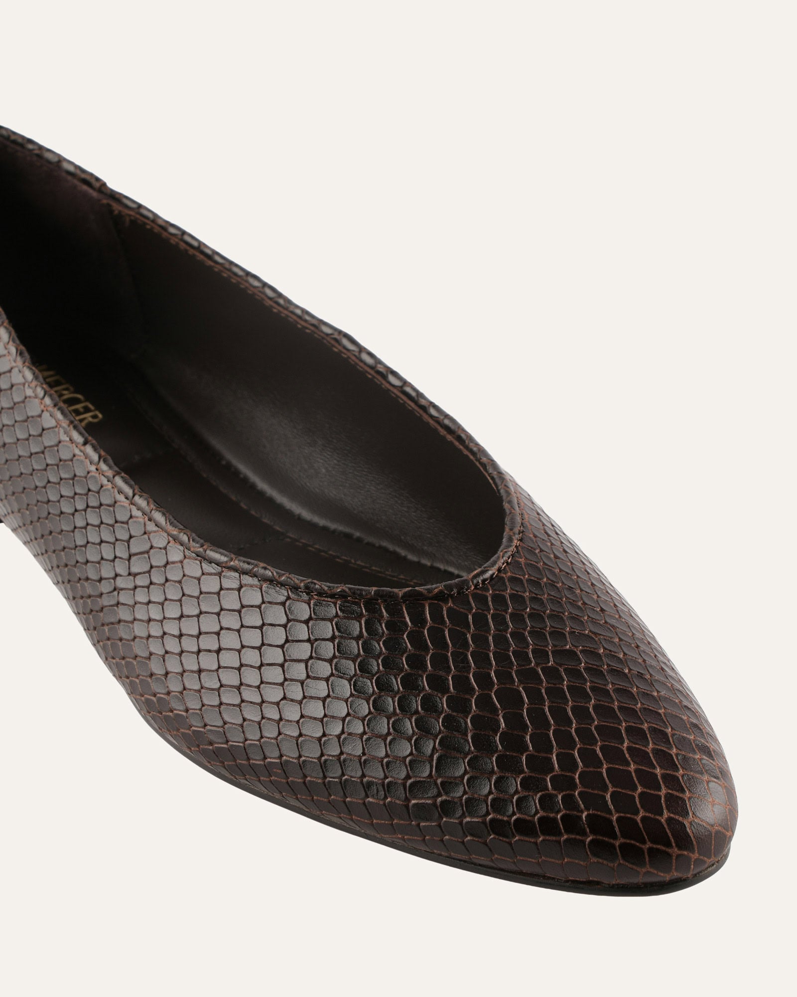 OLIVER CASUAL FLATS CHOCOLATE SNAKE PRINT LEATHER image