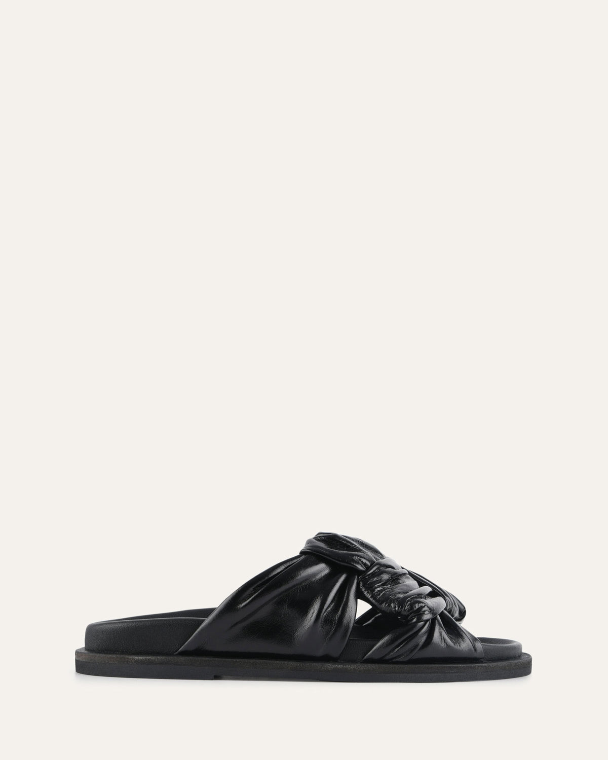 OLLIE FLAT SANDALS BLACK LEATHER
