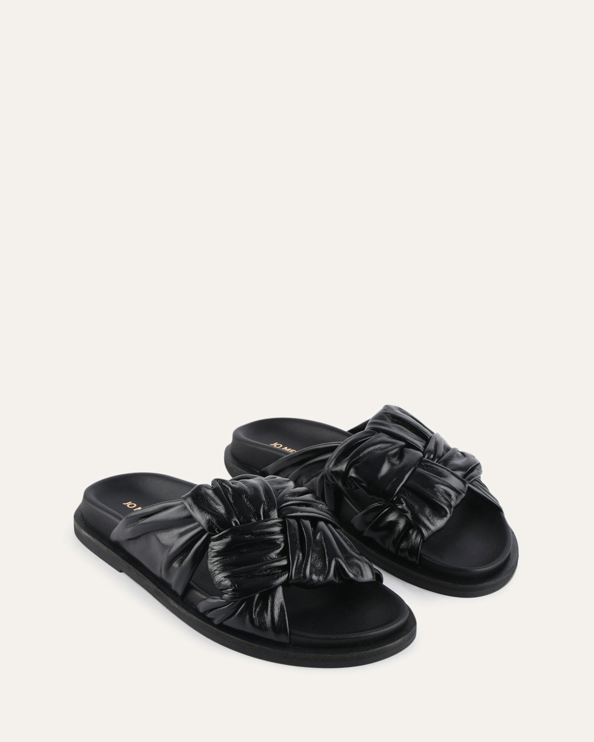 OLLIE FLAT SANDALS BLACK LEATHER
