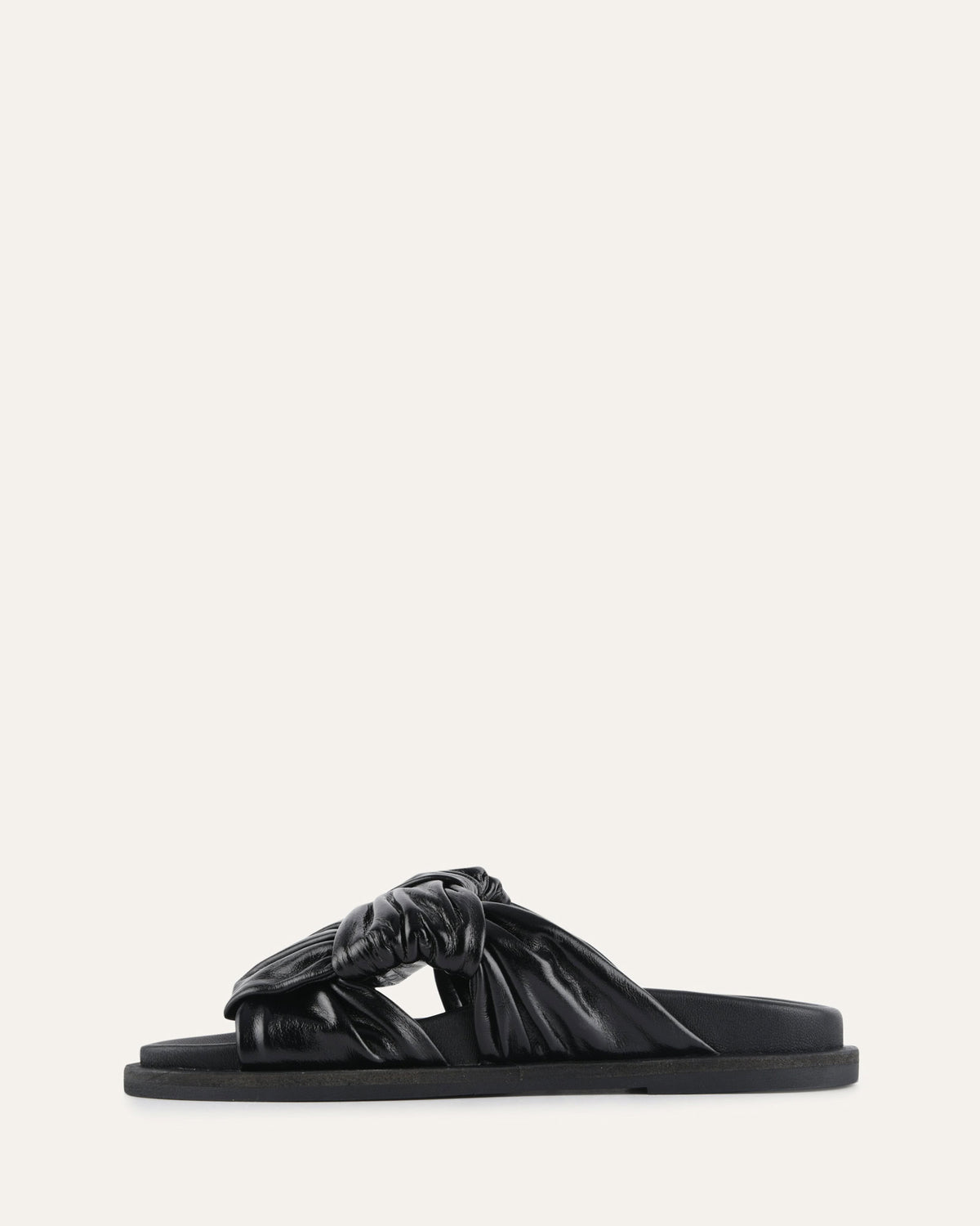 OLLIE FLAT SANDALS BLACK LEATHER