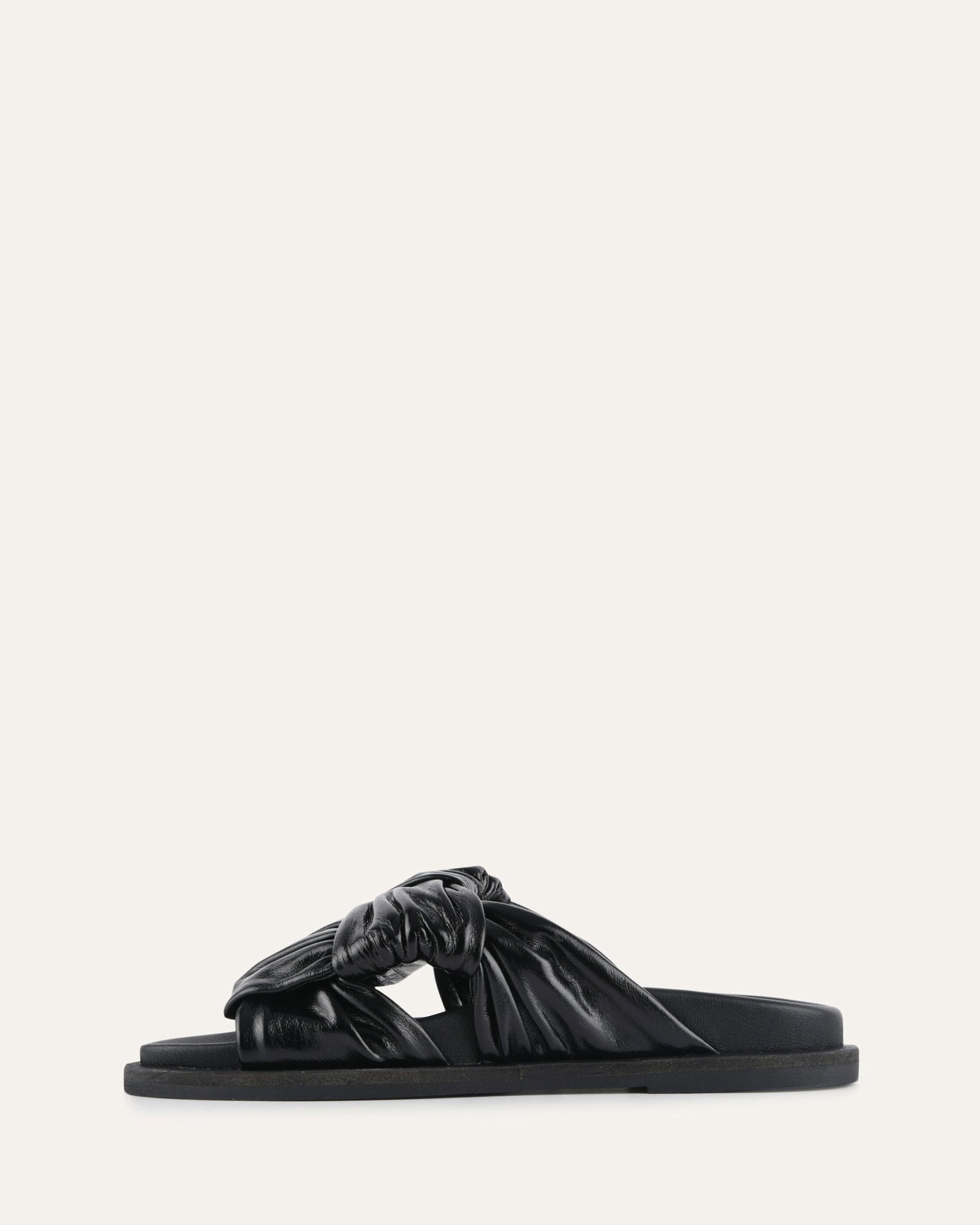 OLLIE FLAT SANDALS BLACK LEATHER image