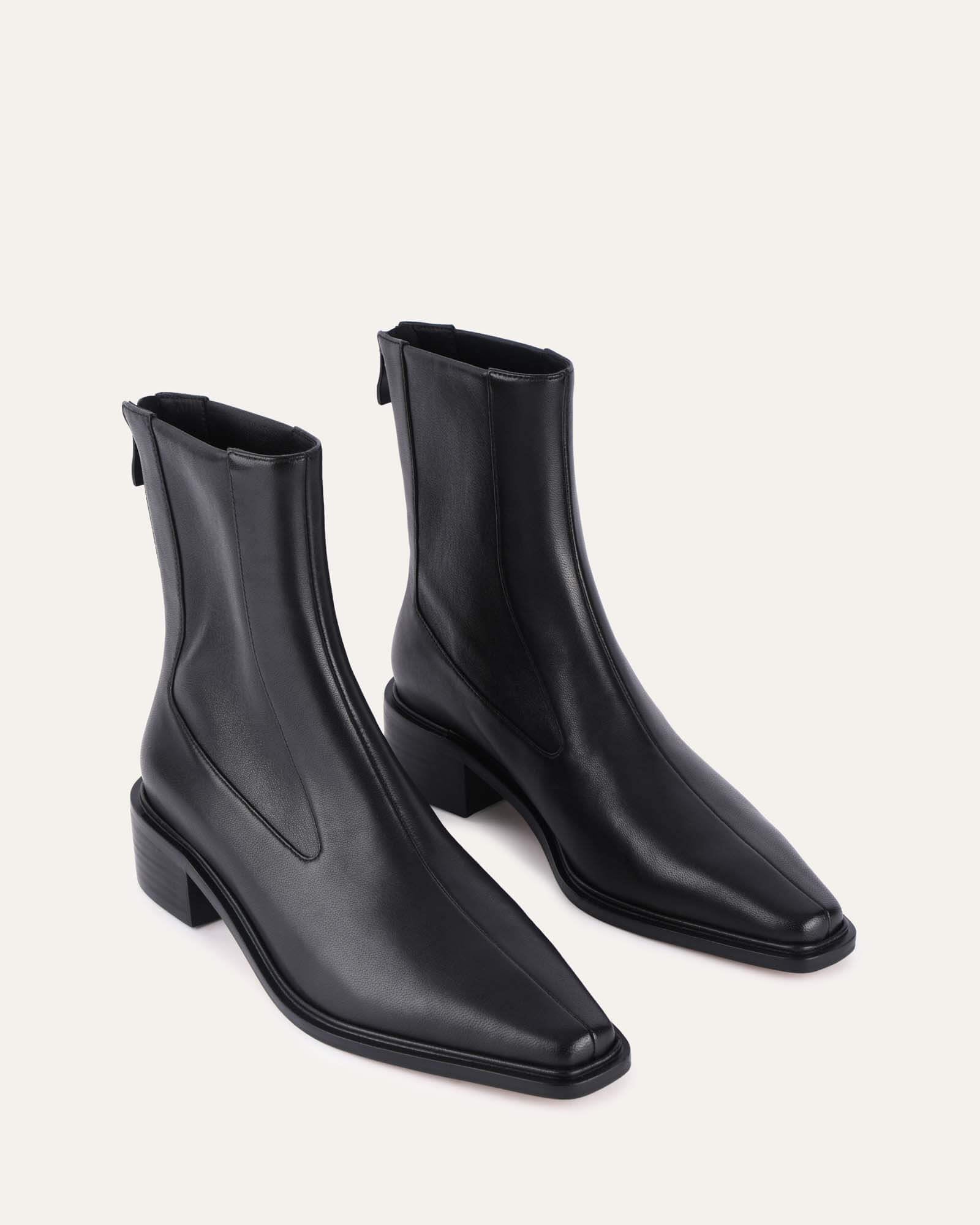 OLYMPIA FLAT ANKLE BOOTS BLACK LEATHER image