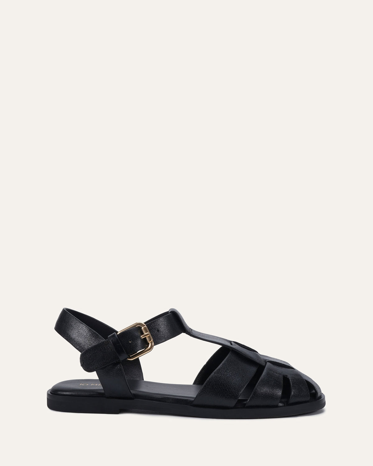 ONYX FLAT SANDALS BLACK LEATHER