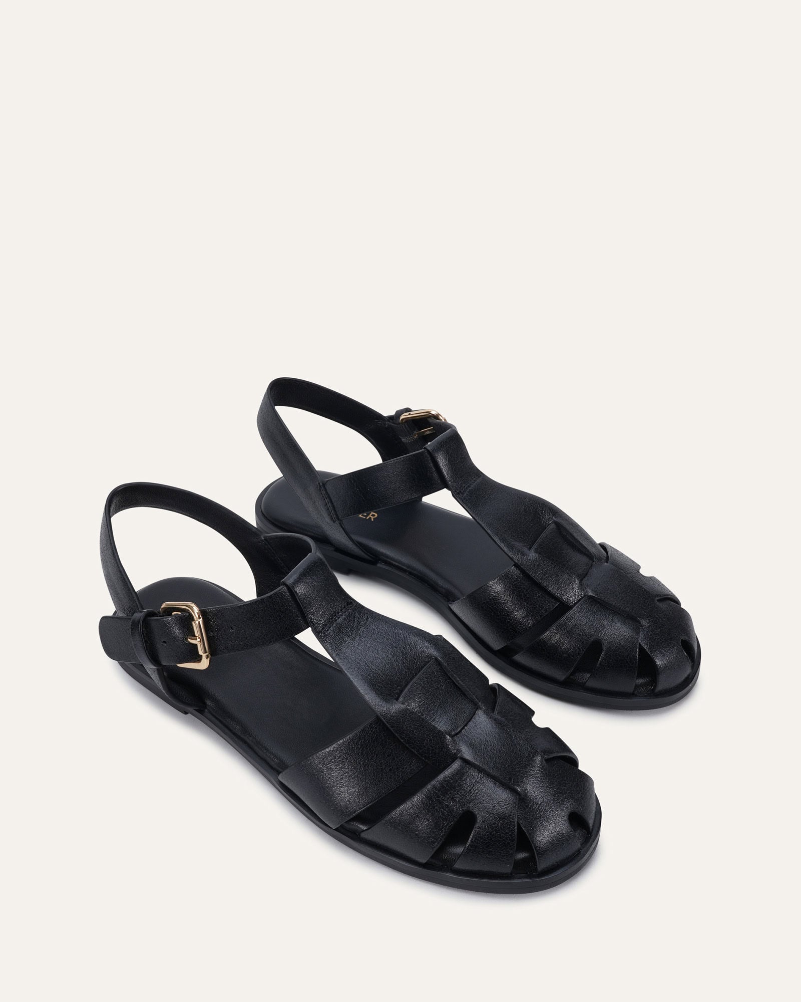 ONYX FLAT SANDALS BLACK LEATHER image