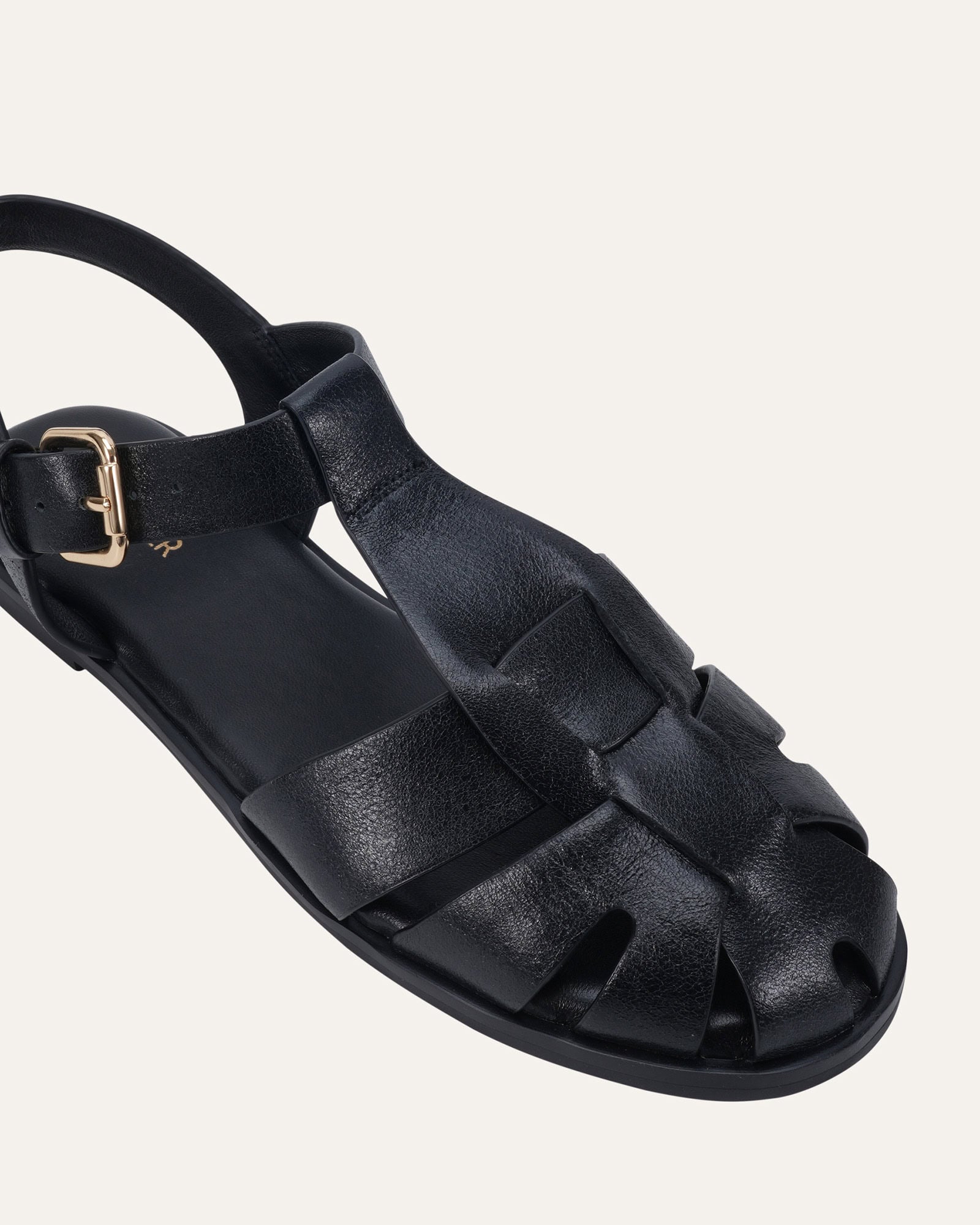 ONYX FLAT SANDALS BLACK LEATHER image