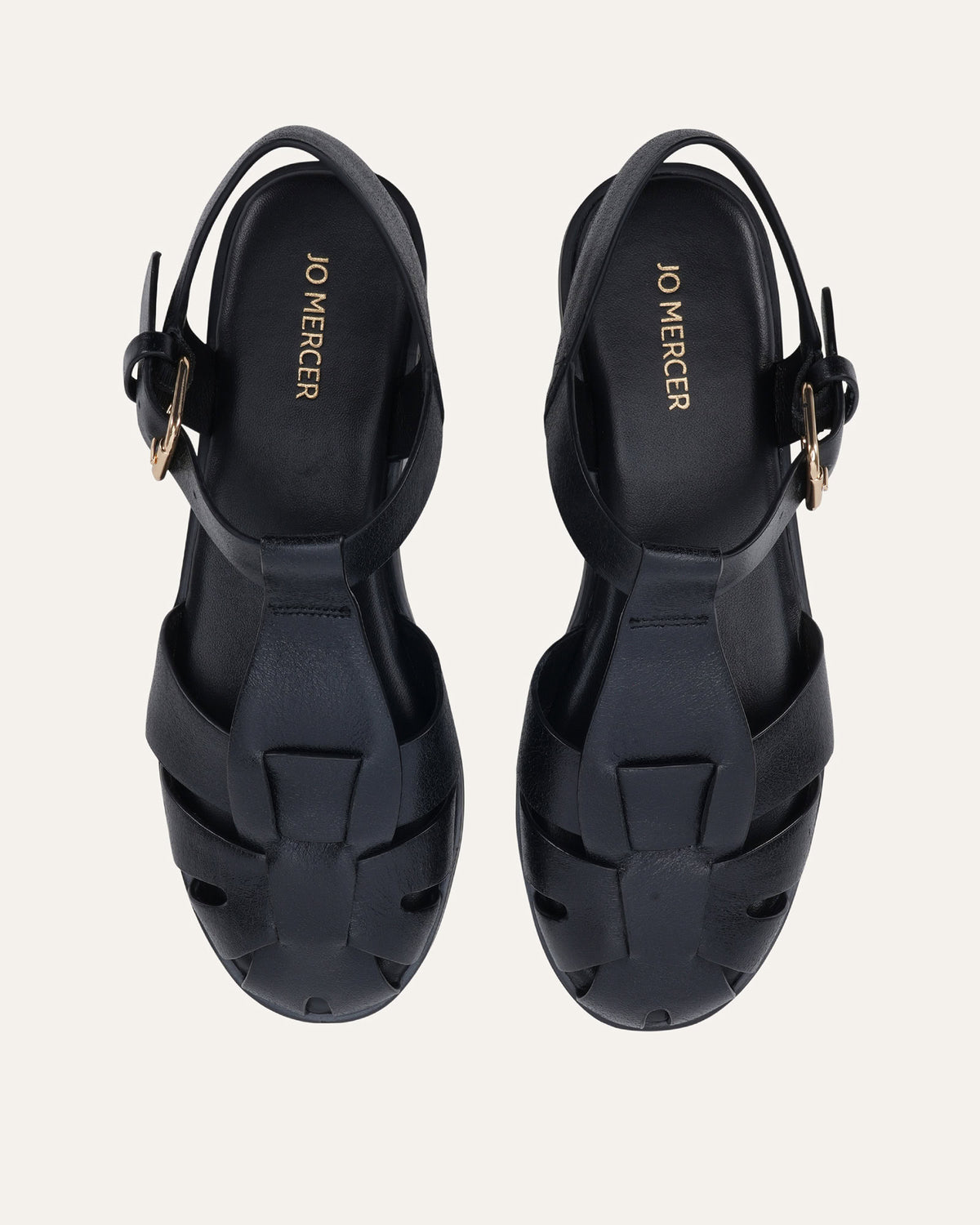 ONYX FLAT SANDALS BLACK LEATHER