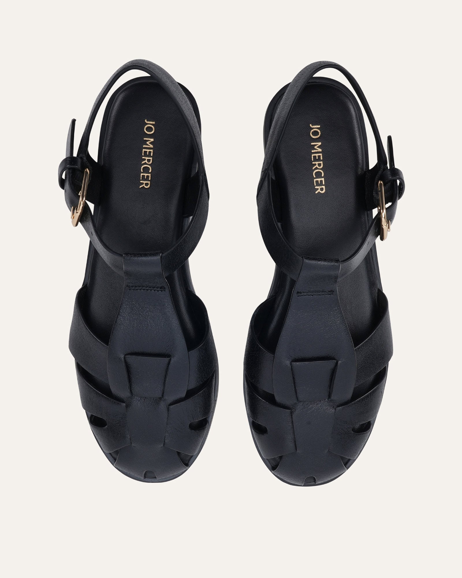 ONYX FLAT SANDALS BLACK LEATHER image