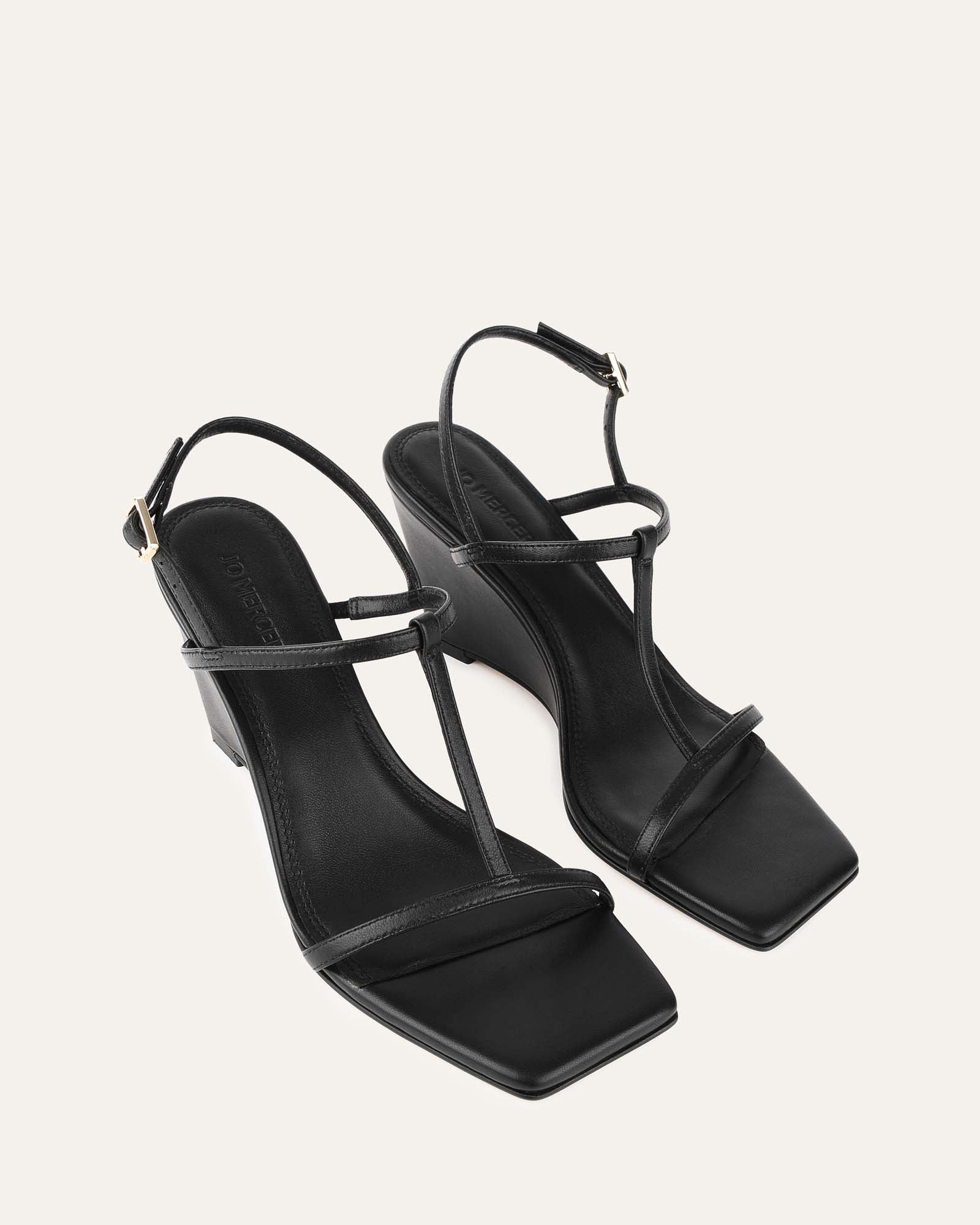 OPHELIA MID HEEL WEDGES BLACK LEATHER image