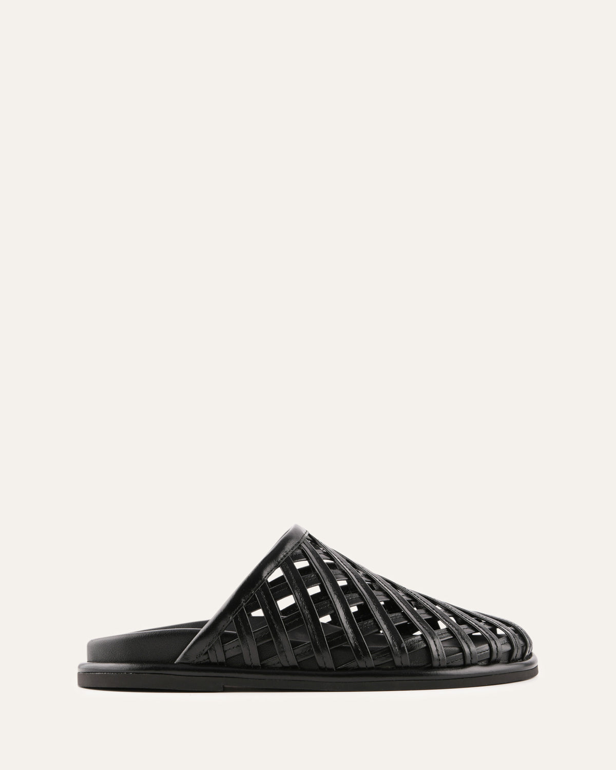 ORAN FLAT SLIDES BLACK LEATHER