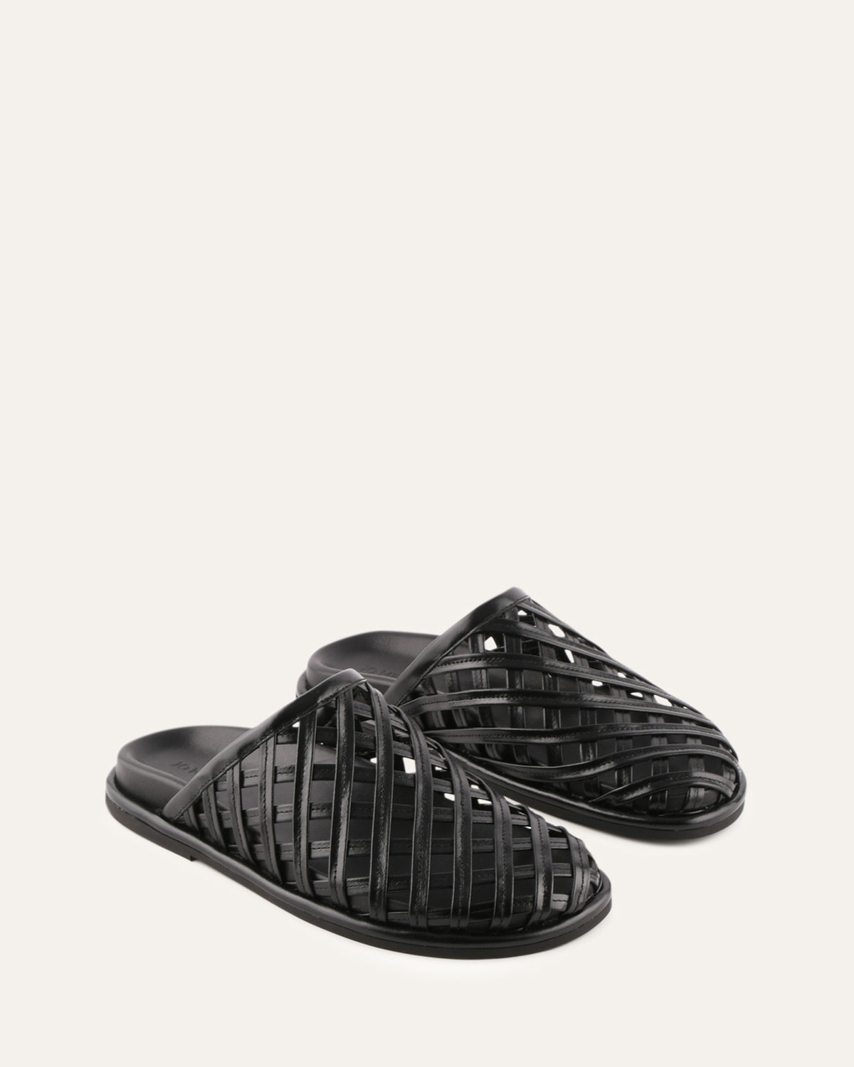 ORAN FLAT SLIDES BLACK LEATHER