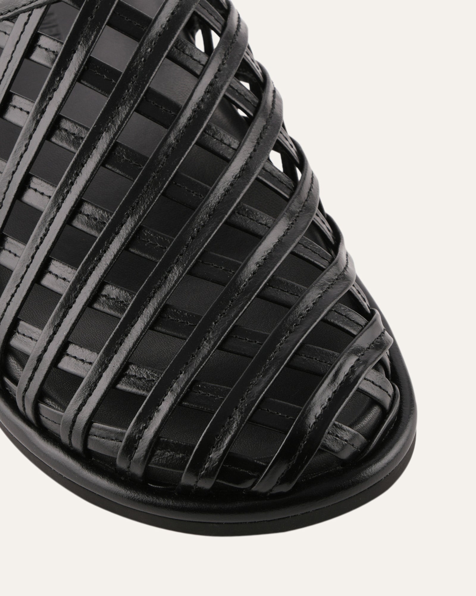 ORAN FLAT SLIDES BLACK LEATHER image