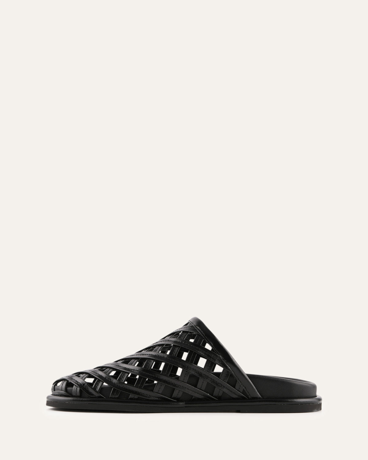 ORAN FLAT SLIDES BLACK LEATHER