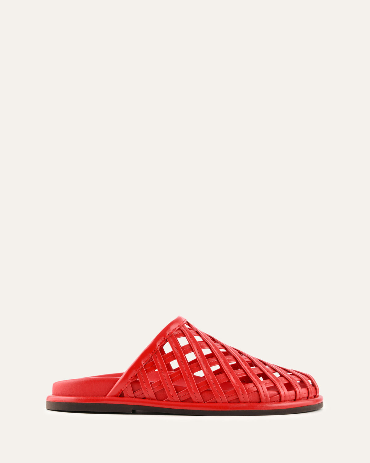 ORAN FLAT SLIDES RED LEATHER