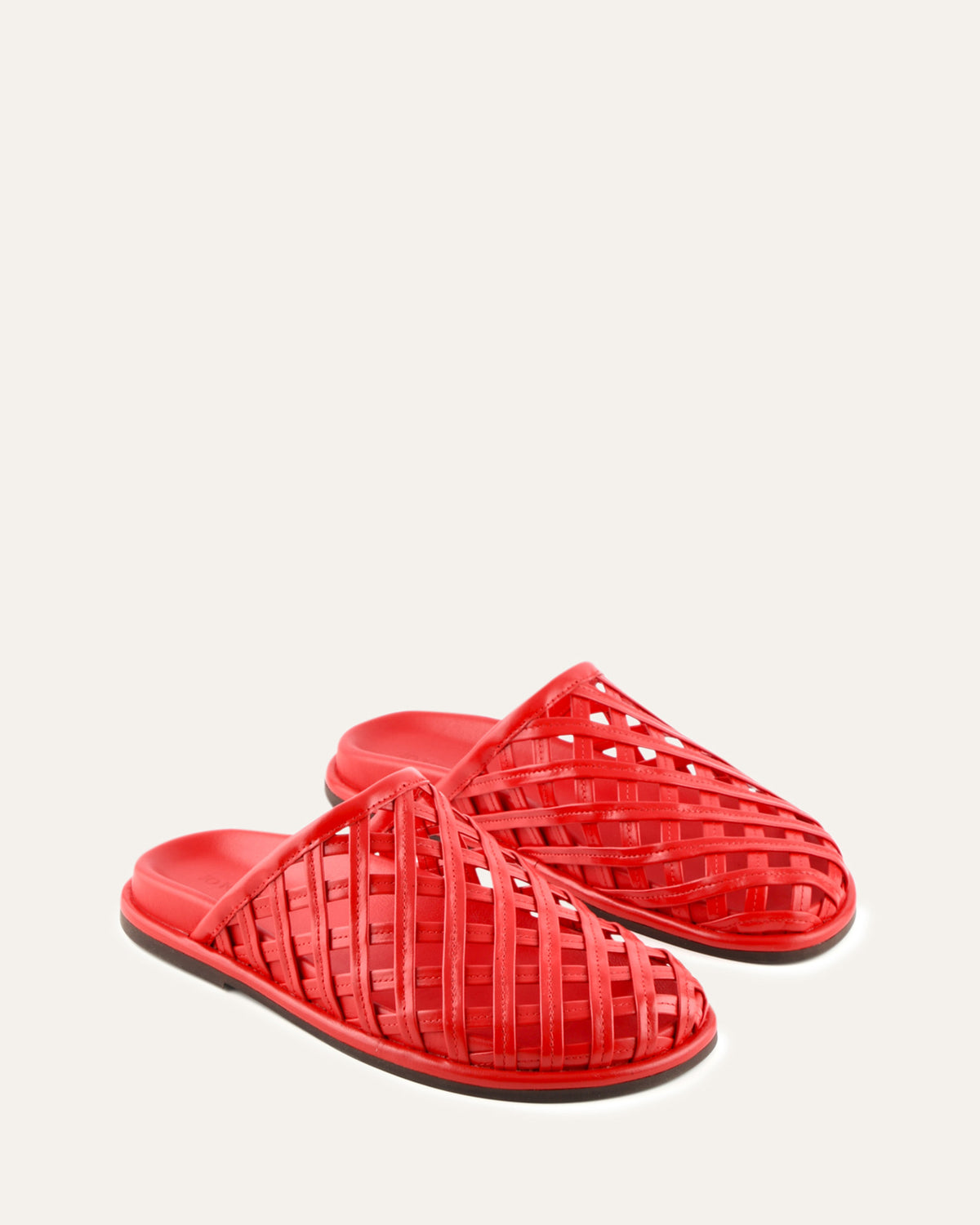 ORAN FLAT SLIDES RED LEATHER