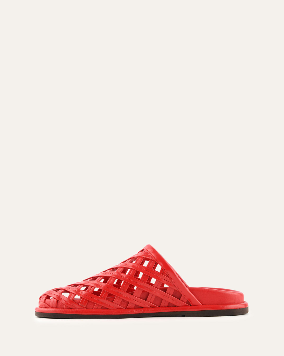 ORAN FLAT SLIDES RED LEATHER