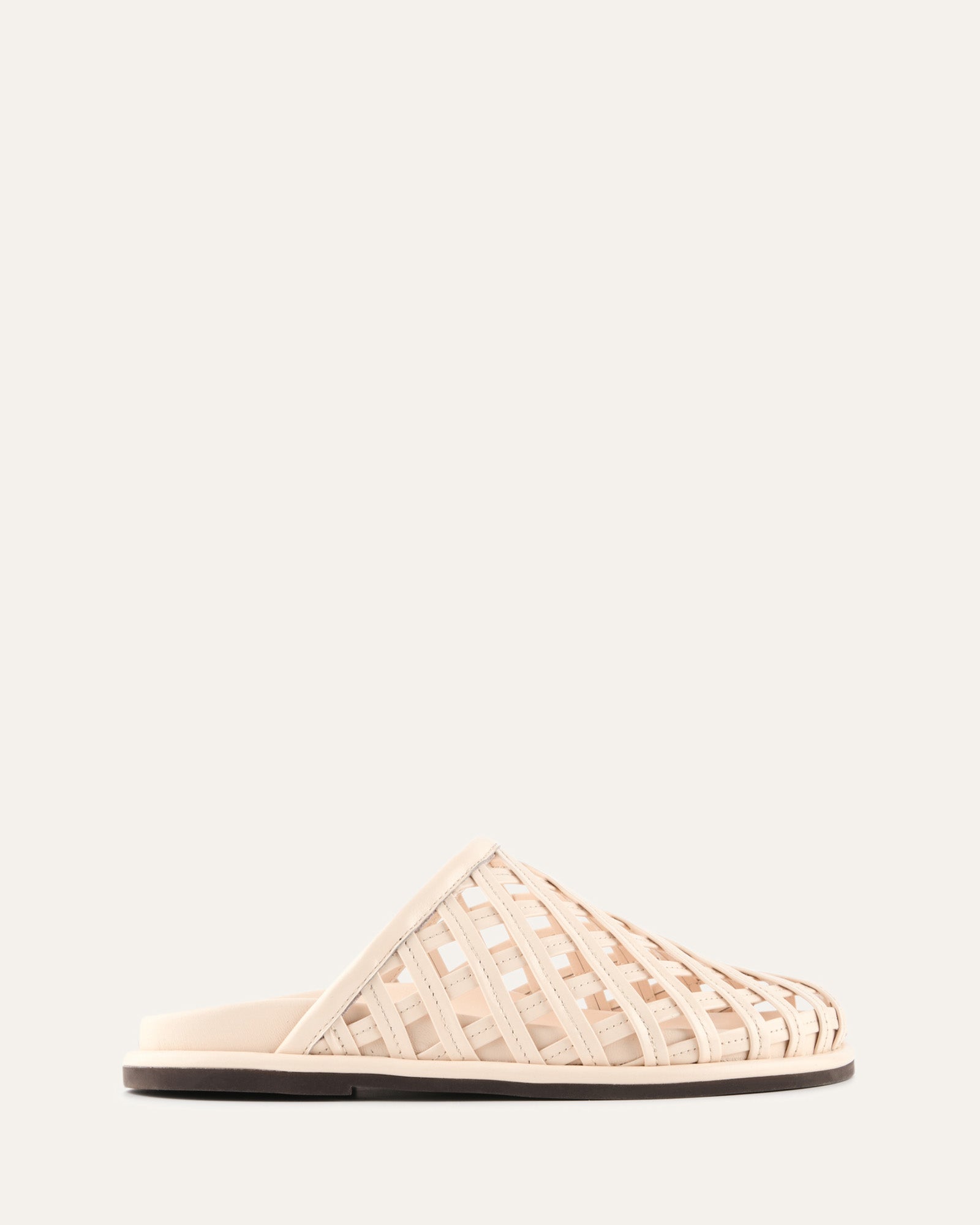 ORAN FLAT SLIDES VANILLA LEATHER image