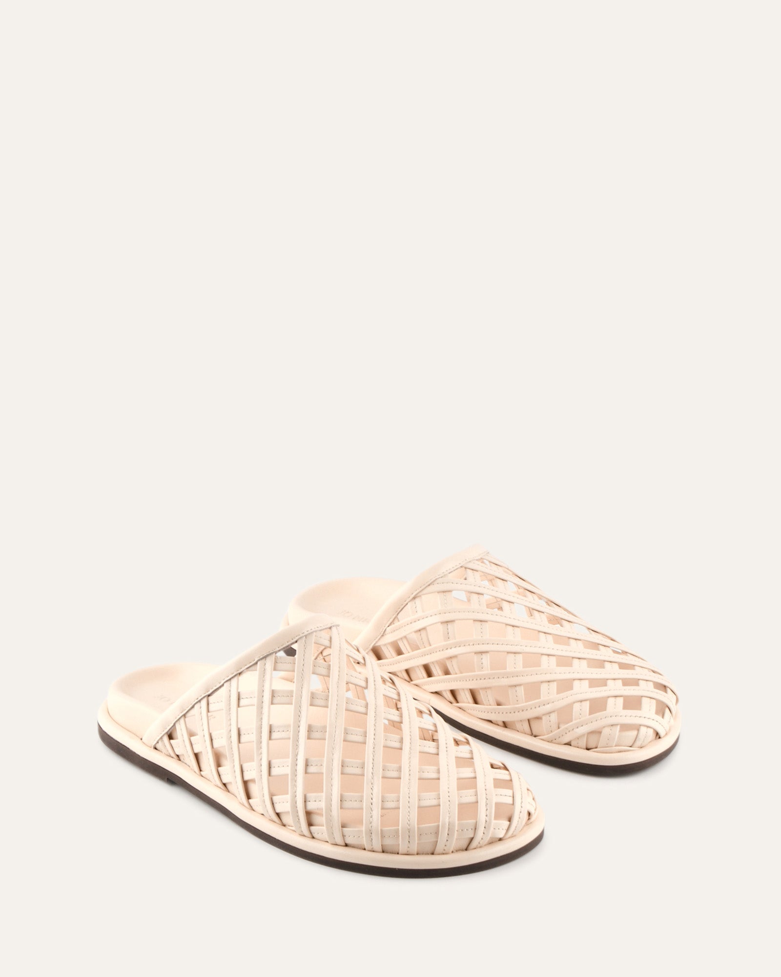 ORAN FLAT SLIDES VANILLA LEATHER image