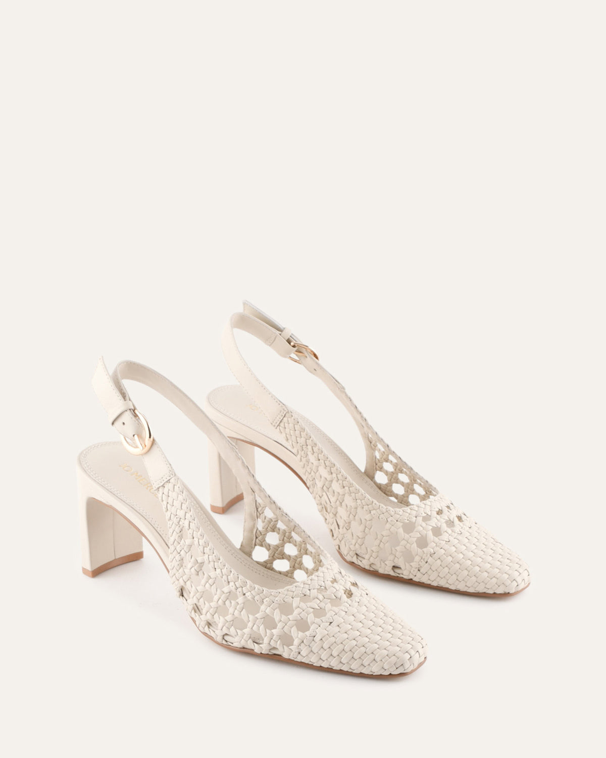 OSCAR MID HEELS OFF WHITE LEATHER